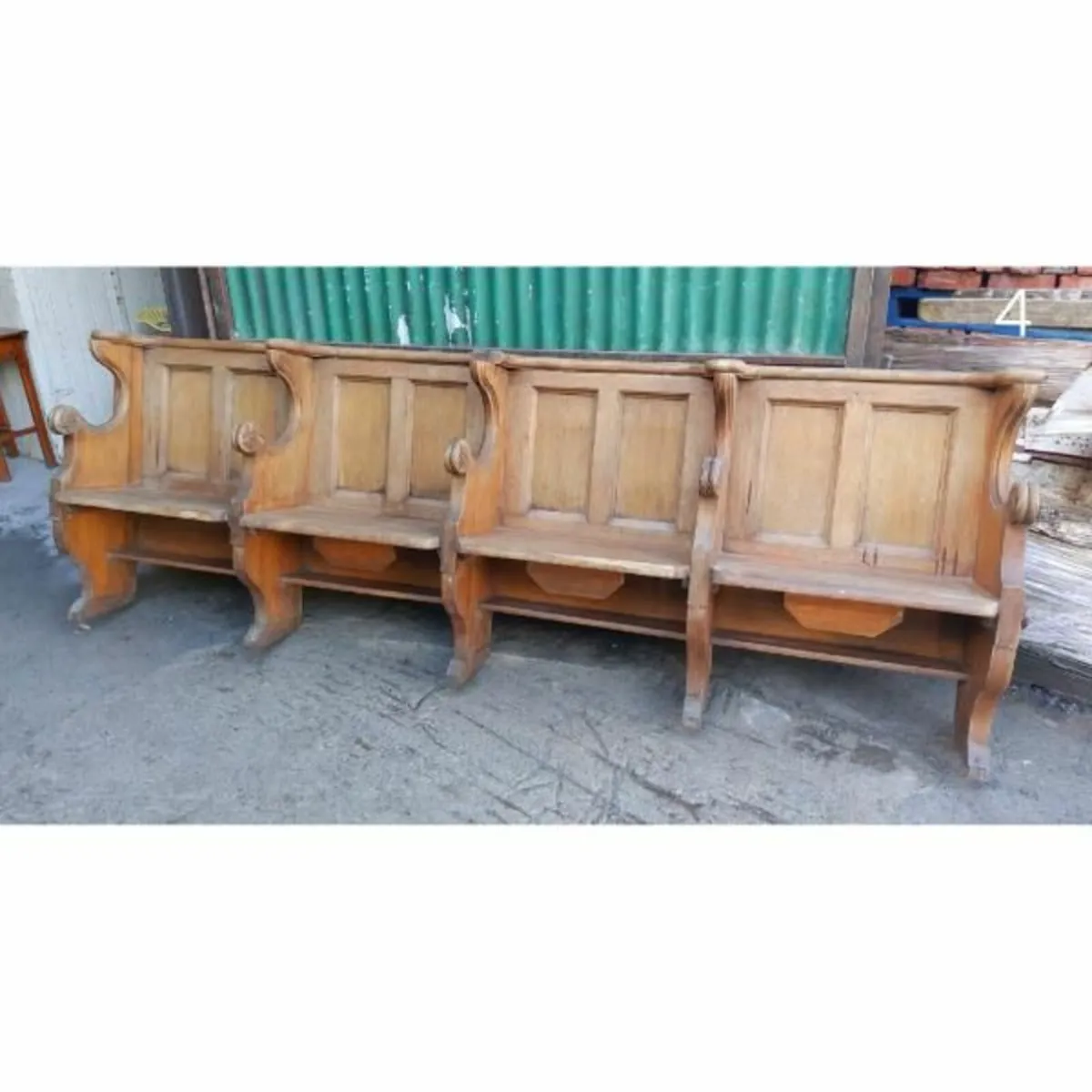 Four Seater Oak Pew – Folding Seats – 4 – KAS449 - Image 2