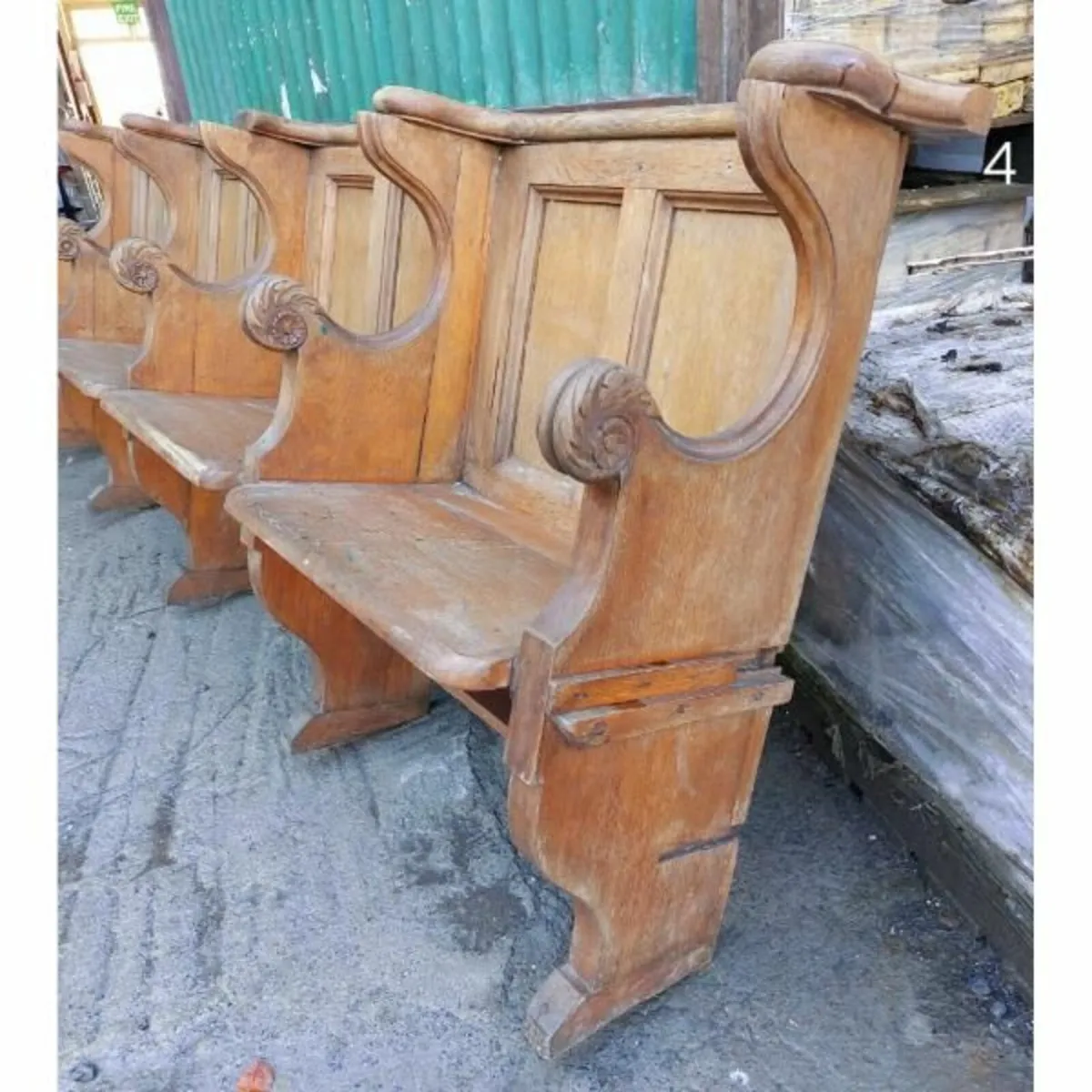 Four Seater Oak Pew – Folding Seats – 4 – KAS449 - Image 3
