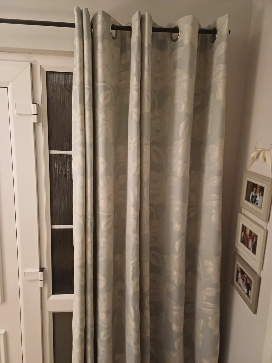 Duck egg blue fully lined curtains - Image 3
