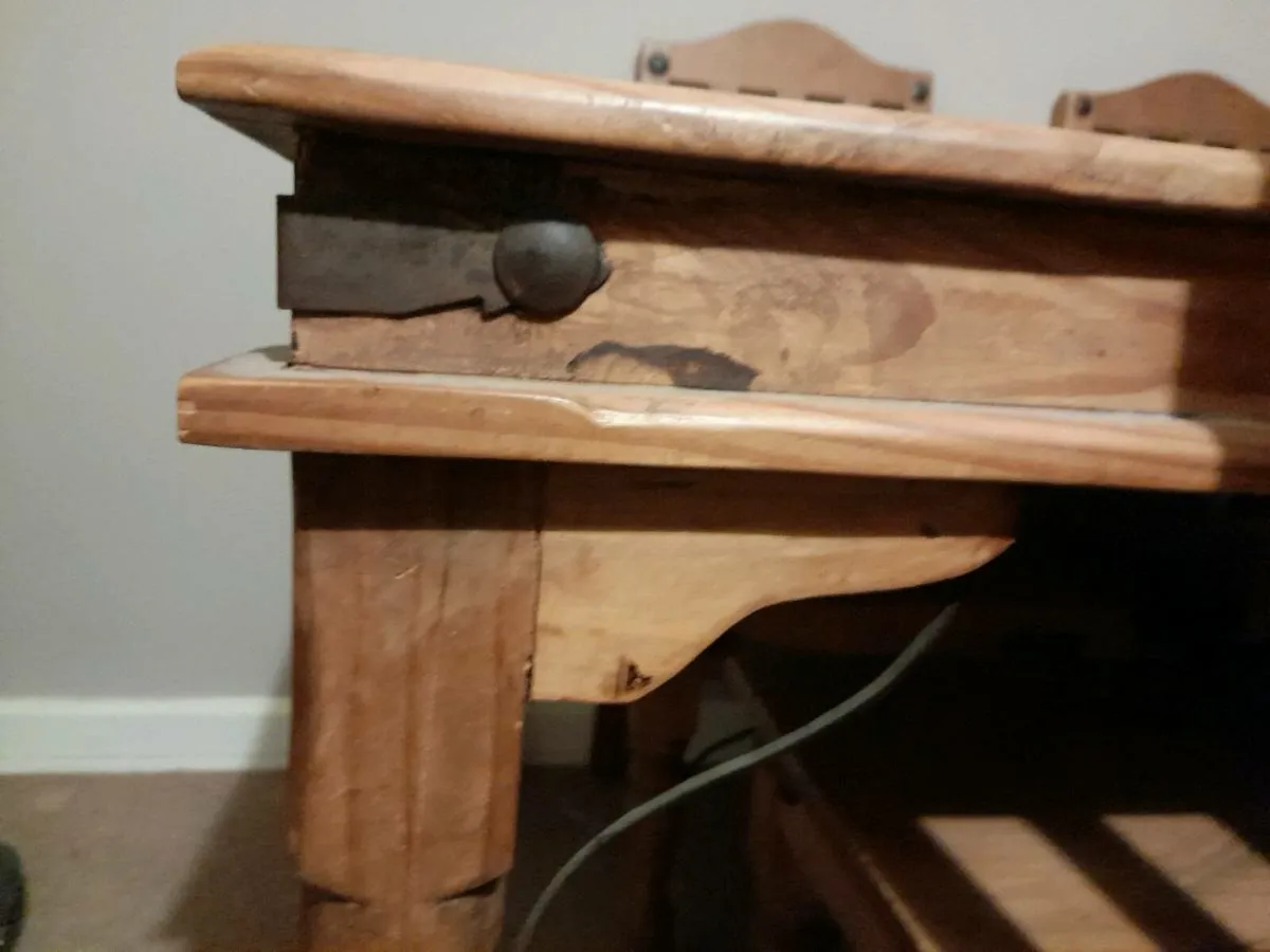 Large Rustic Timber Table & Chairs - Image 2