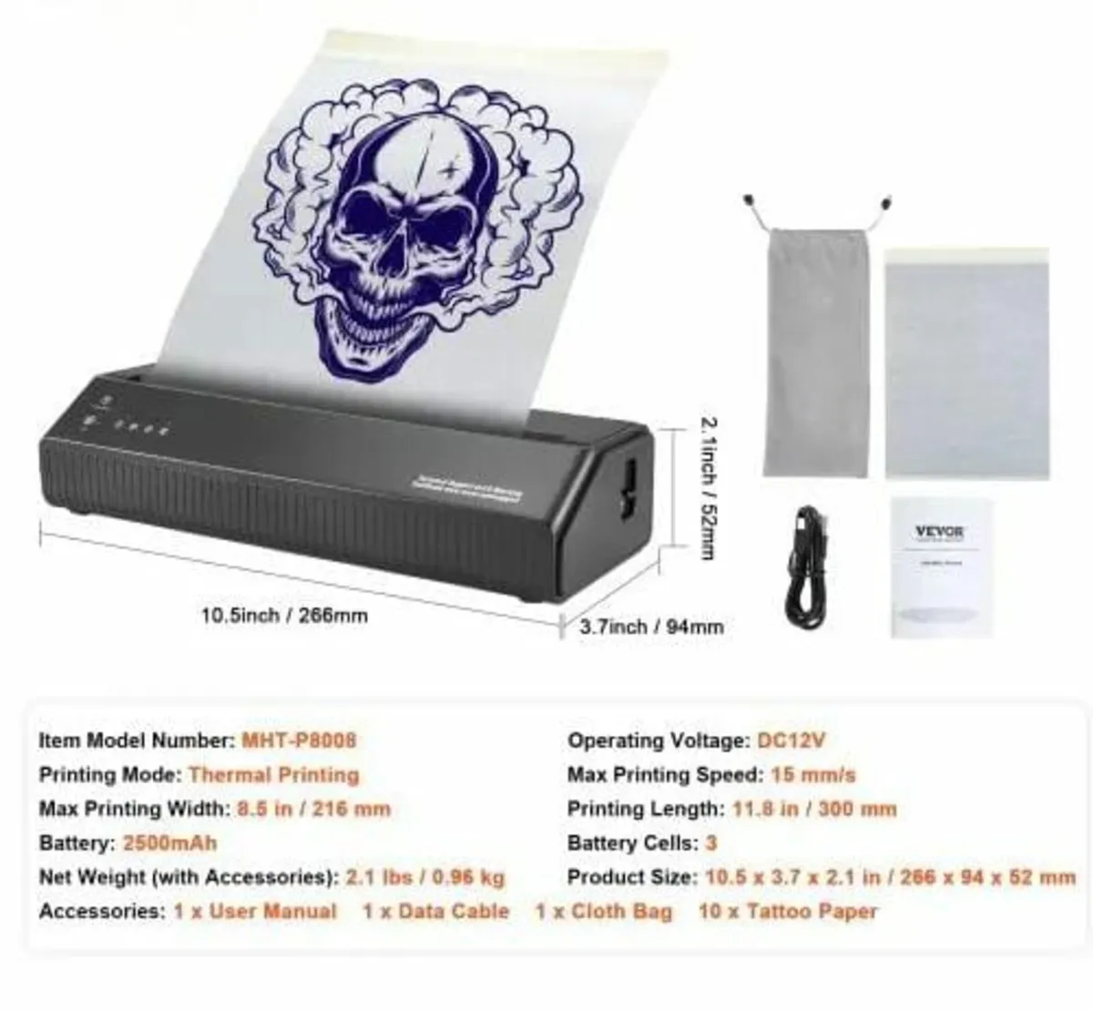 Tattoo Transfer Stencil Printer, Wireless Bluetoot - Image 4