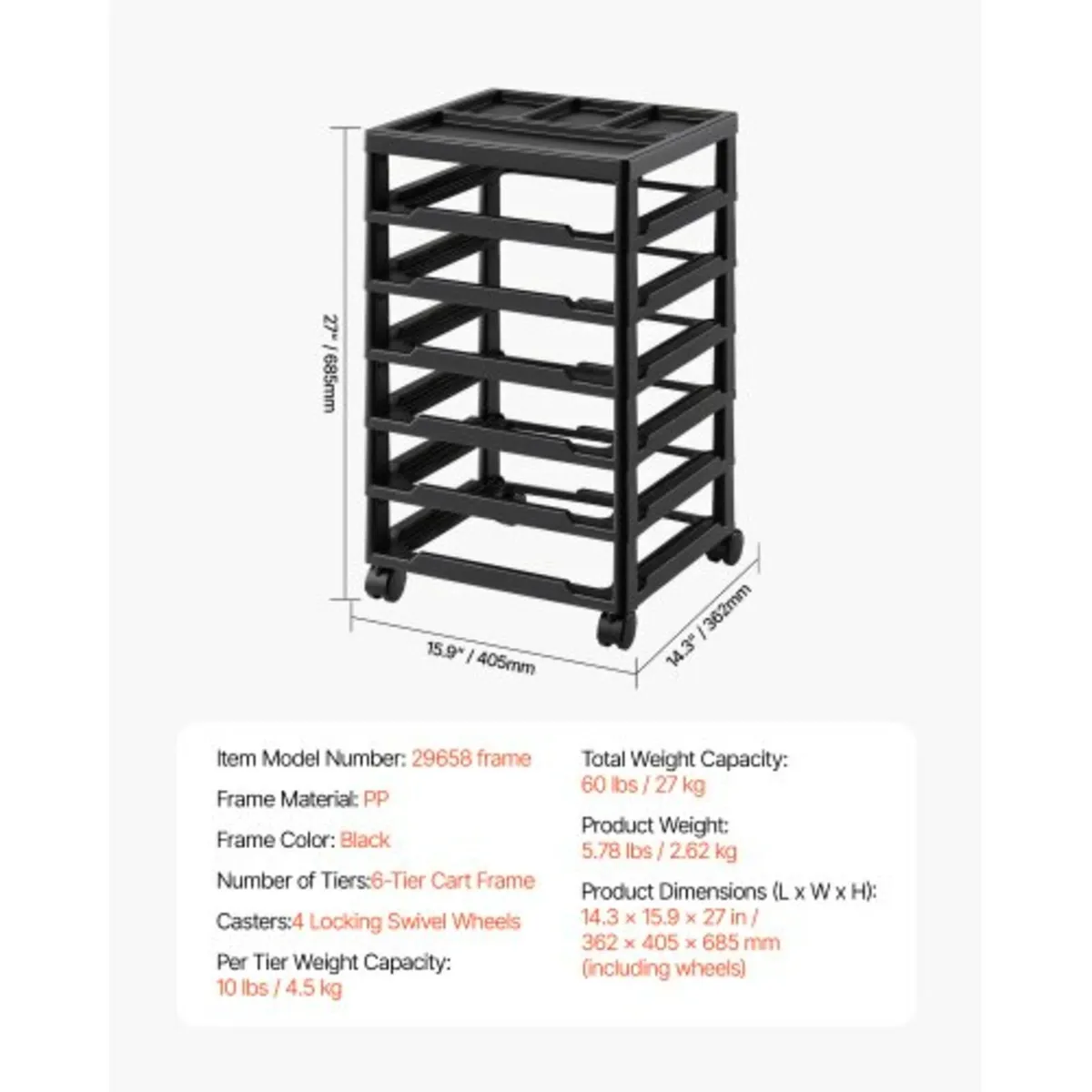 Scrapbook Rolling Storage Cart, 6-Tier Large Capac - Image 3