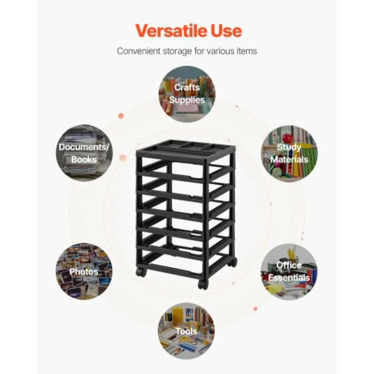 Scrapbook Rolling Storage Cart, 6-Tier Large Capac - Image 4