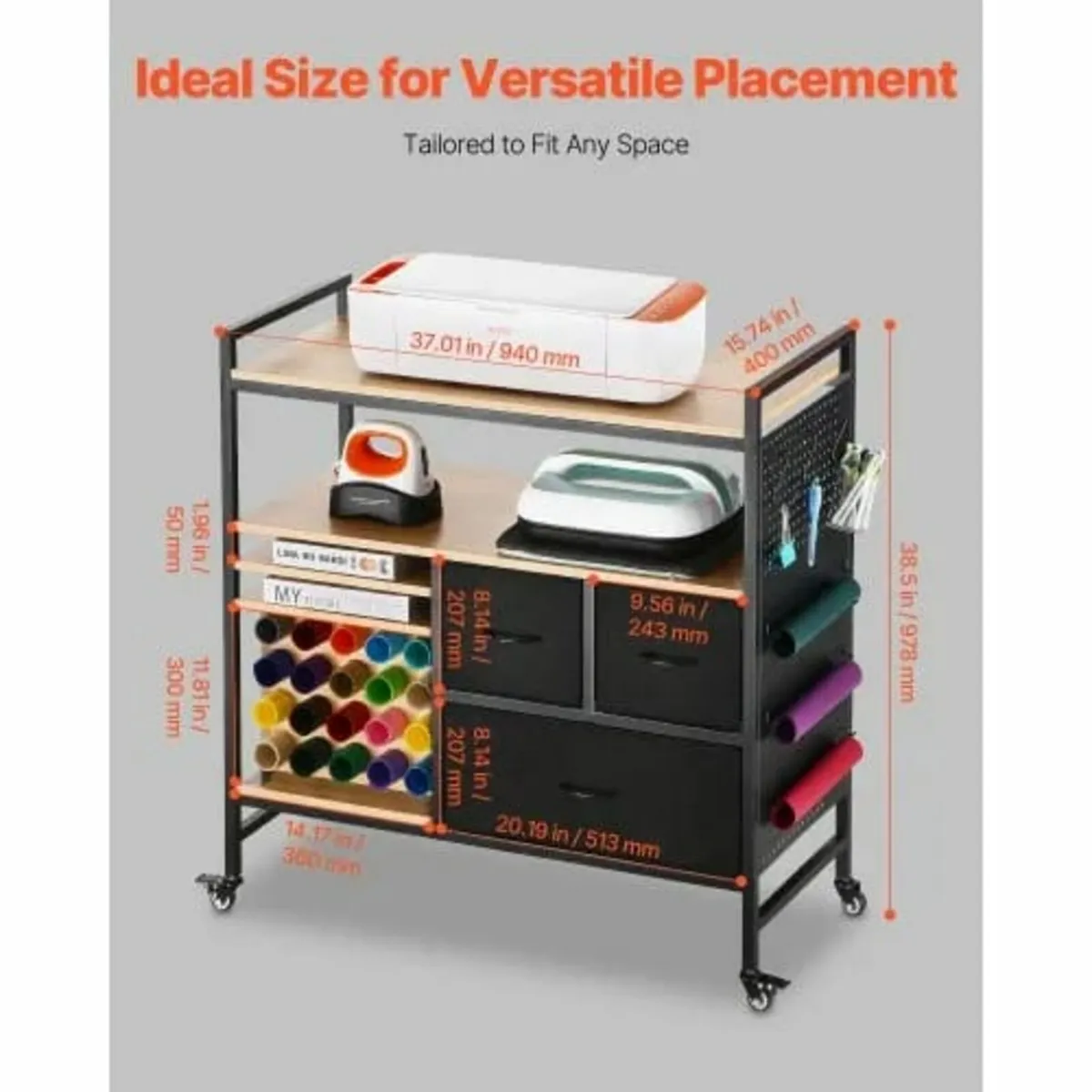 Rolling Craft Cart and Storage Table, Compatible w - Image 2