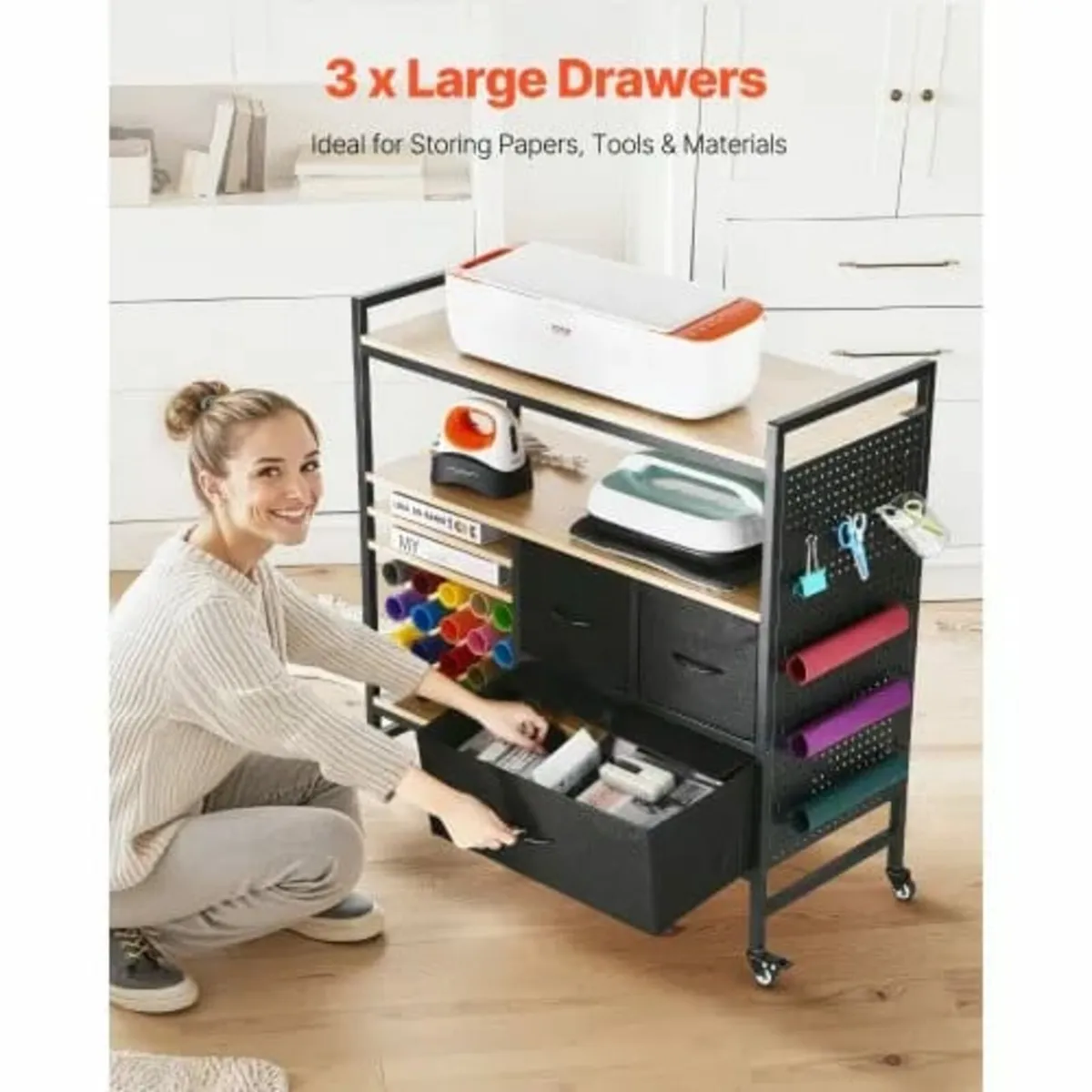 Rolling Craft Cart and Storage Table, Compatible w - Image 3