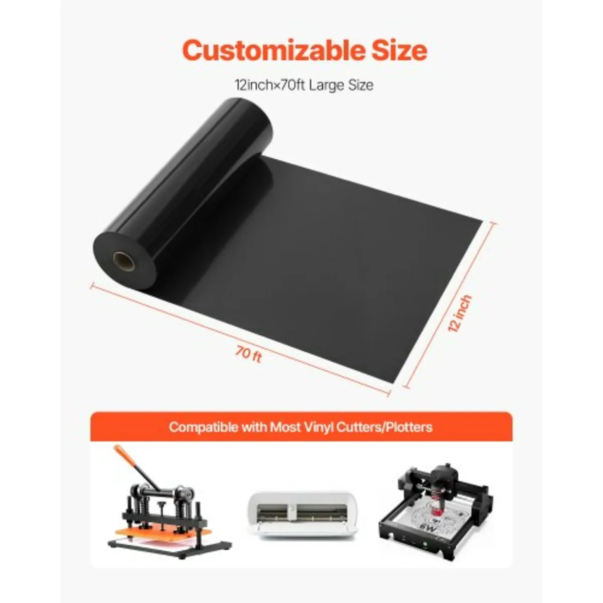 Heat Transfer Vinyl, 304.8 x 21336mm, Glossy Black - Image 3