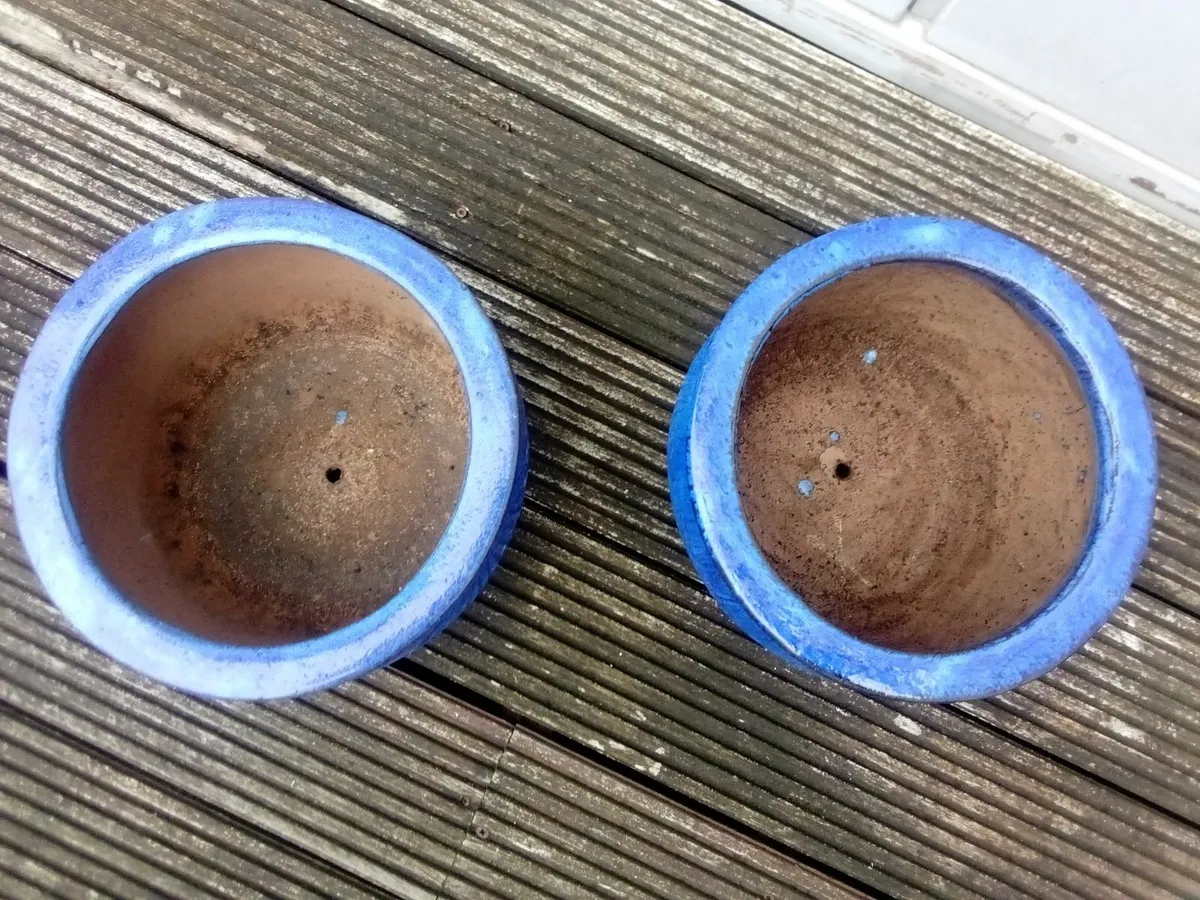 Large Blue Ceramic Plant Pots - Image 2