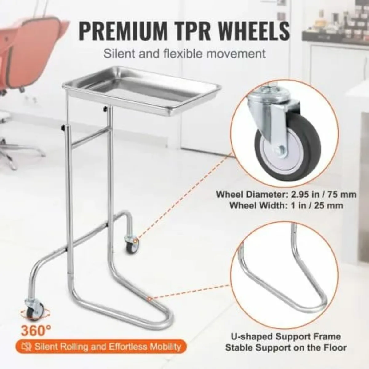 Stainless Steel Lab Carts, Lab Utility Cart with S - Image 4