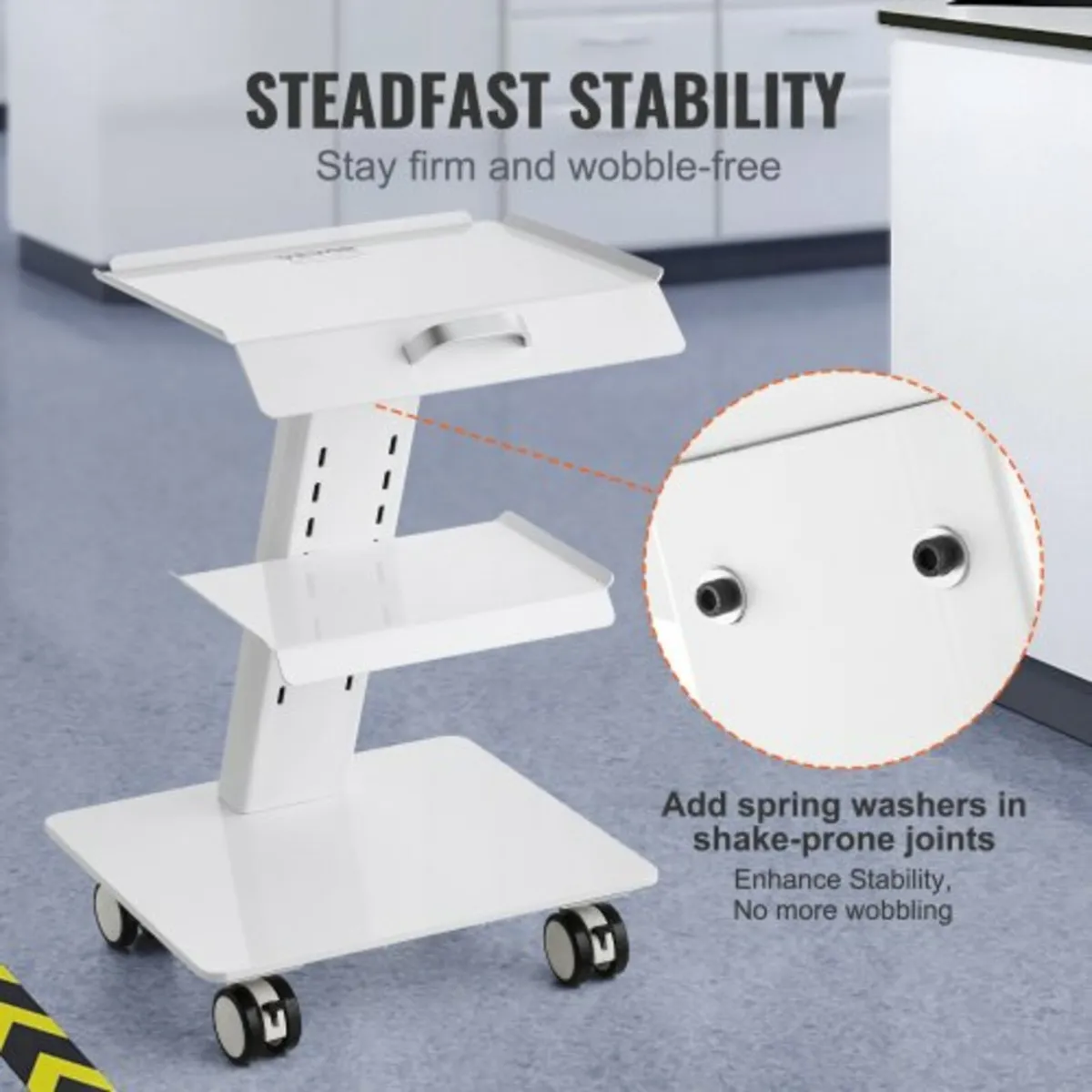 Lab Trolley, 3-Layer Rolling Lab Cart, Metal Mobil - Image 3