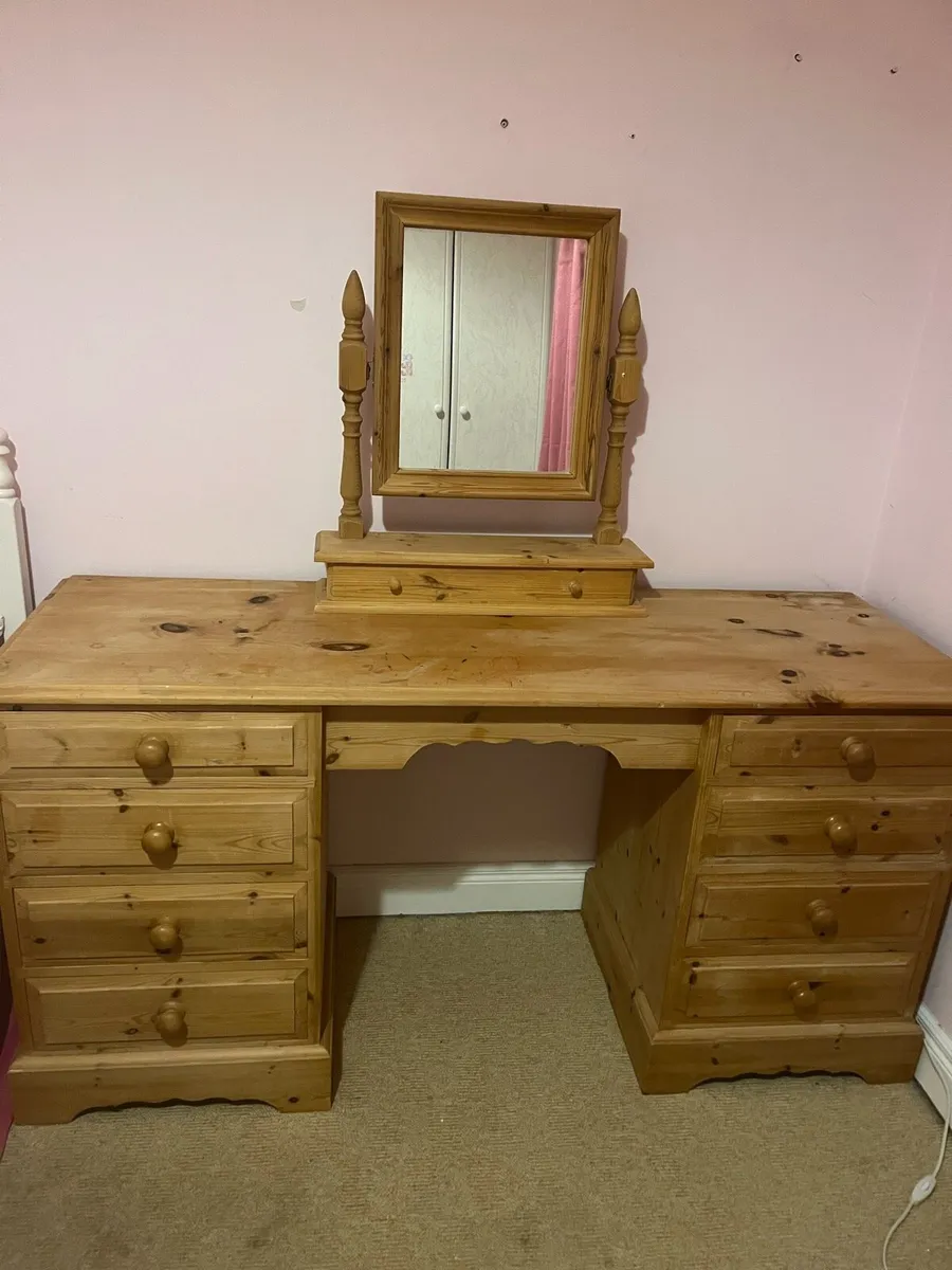 Solid wooden dresser with mirror - Image 1