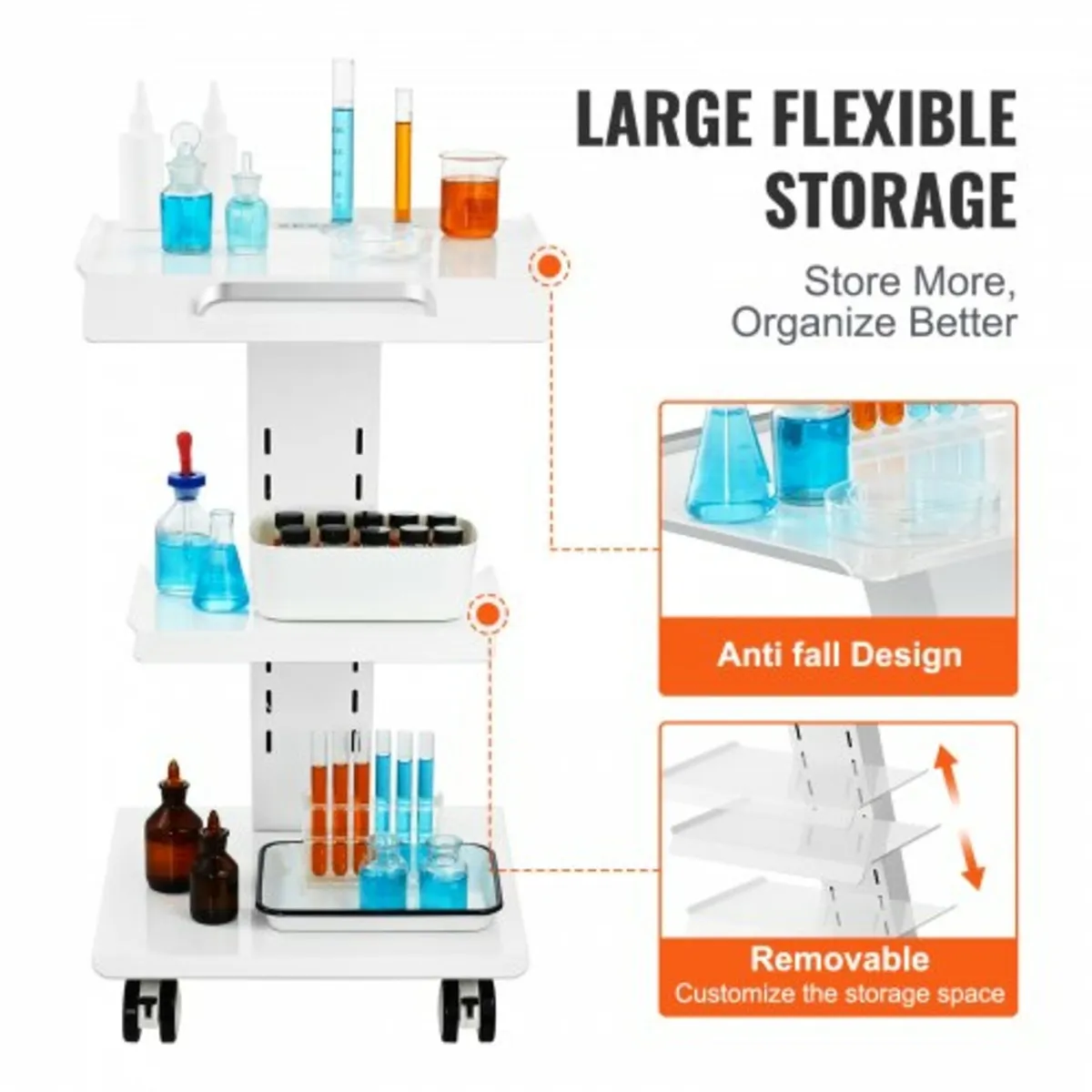 Lab Trolley, Rolling Lab Cart with Built-in Socket - Image 4