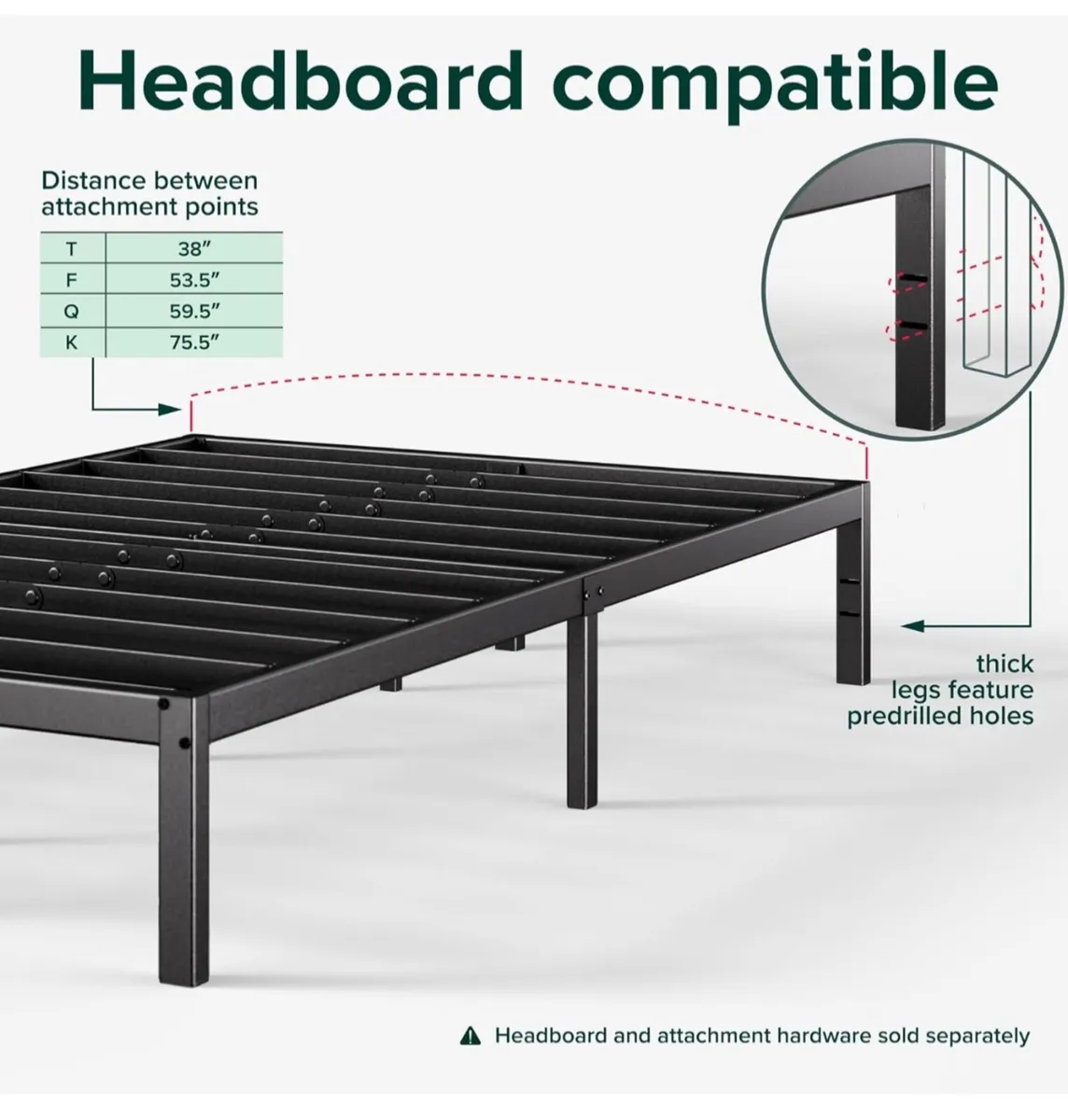 Single Bed frame - Bed 90 x 190 cm - 36cm Height - Image 3