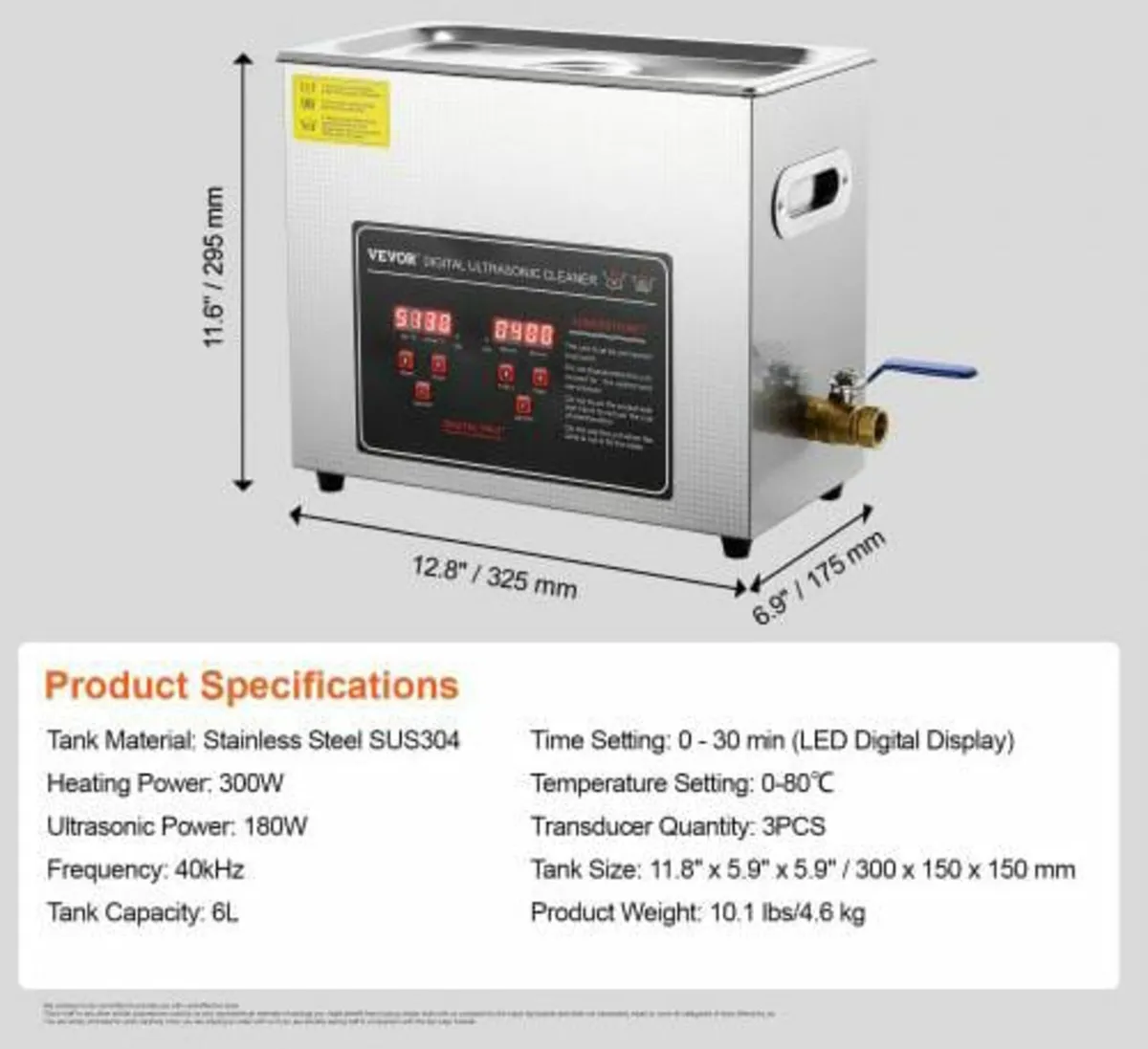 Ultrasonic Cleaner with Digital Timer & Heater, Pr - Image 2