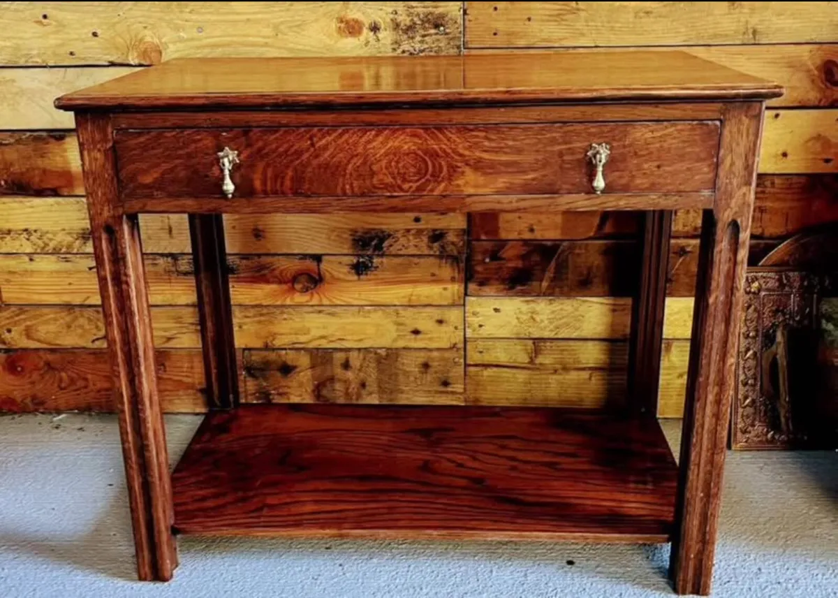 Early 20th Century two tier oak side table