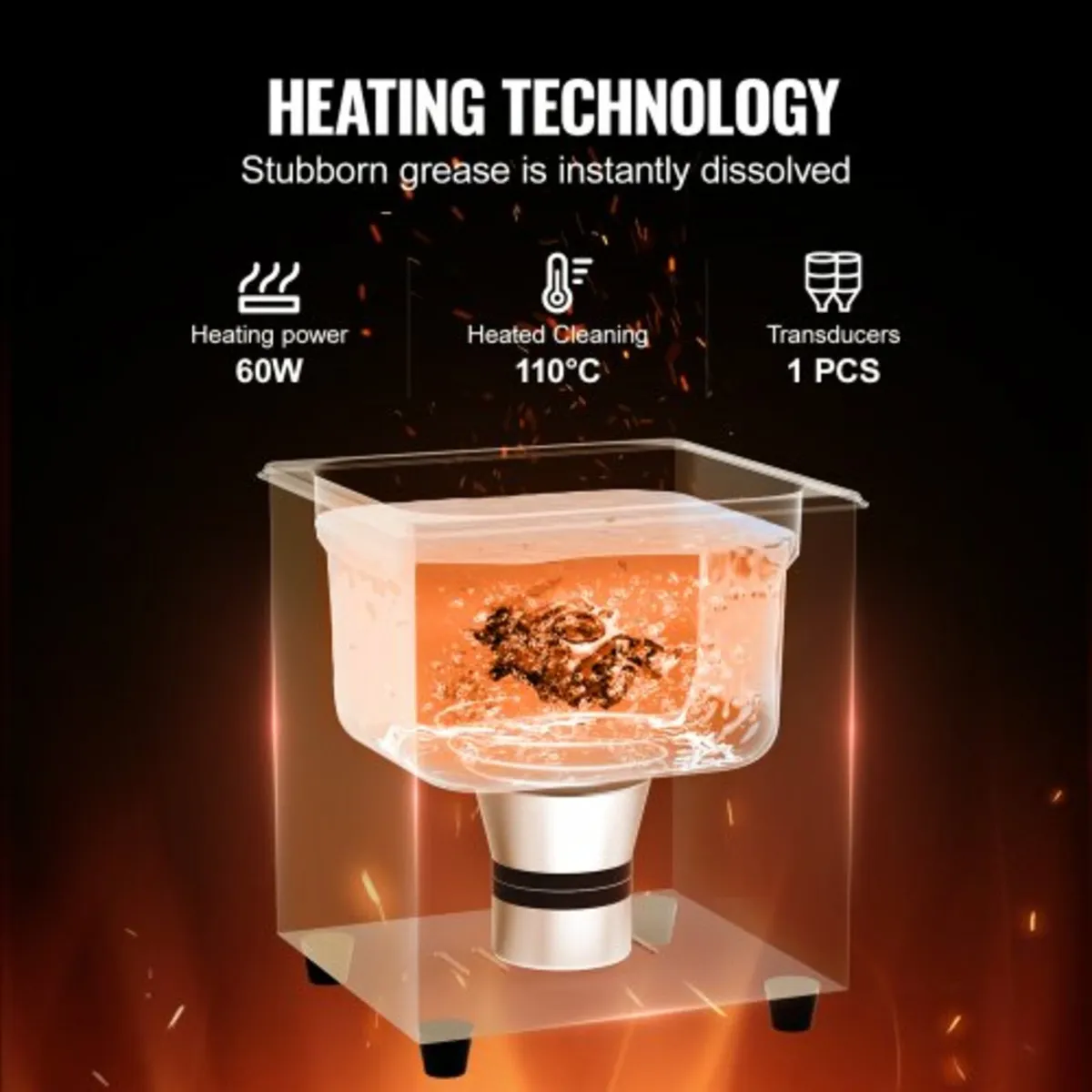 2L Ultrasonic Cleaner with Heater Timer & Basket, - Image 2