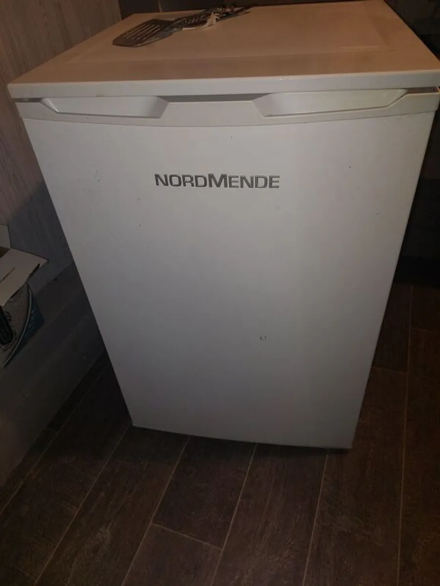 undercounter fridge freezer . And black microwave small - Image 3