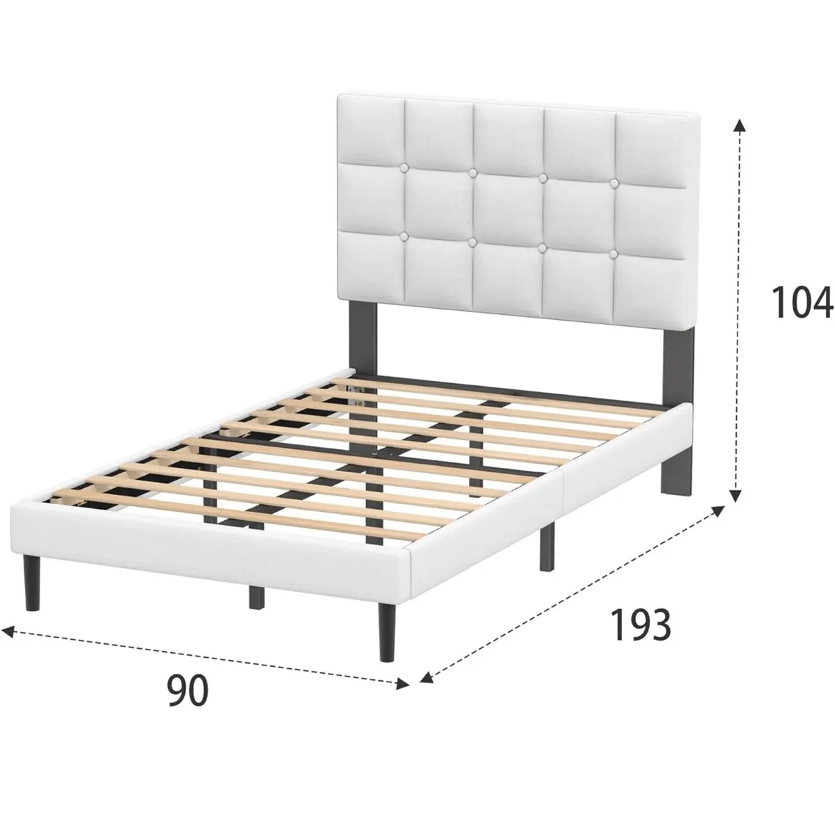 Single Bed Frame, Easy Assembly, Sturdy Wooden Sla - Image 1