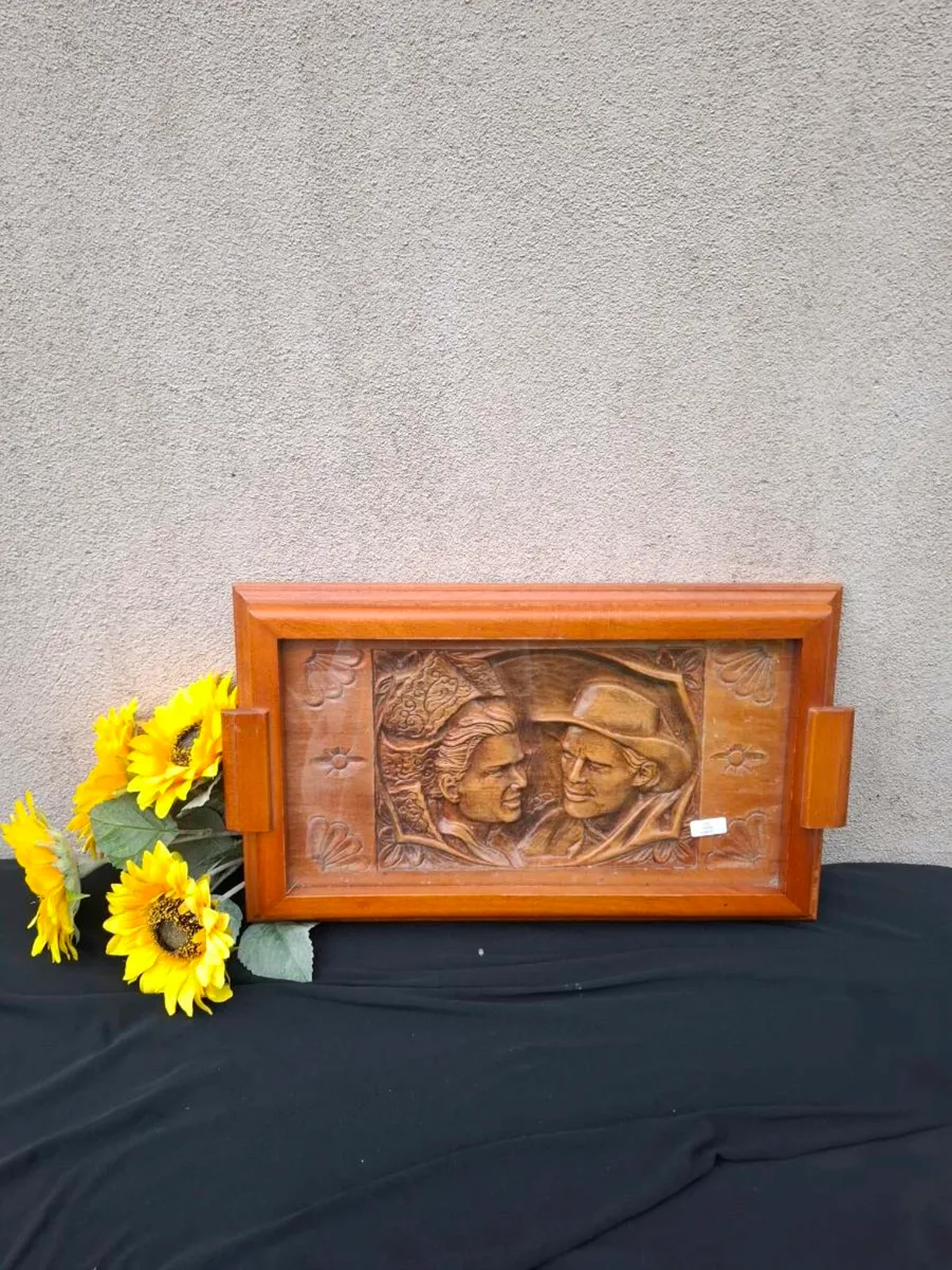 Wood sculpted tea tray postage possible
