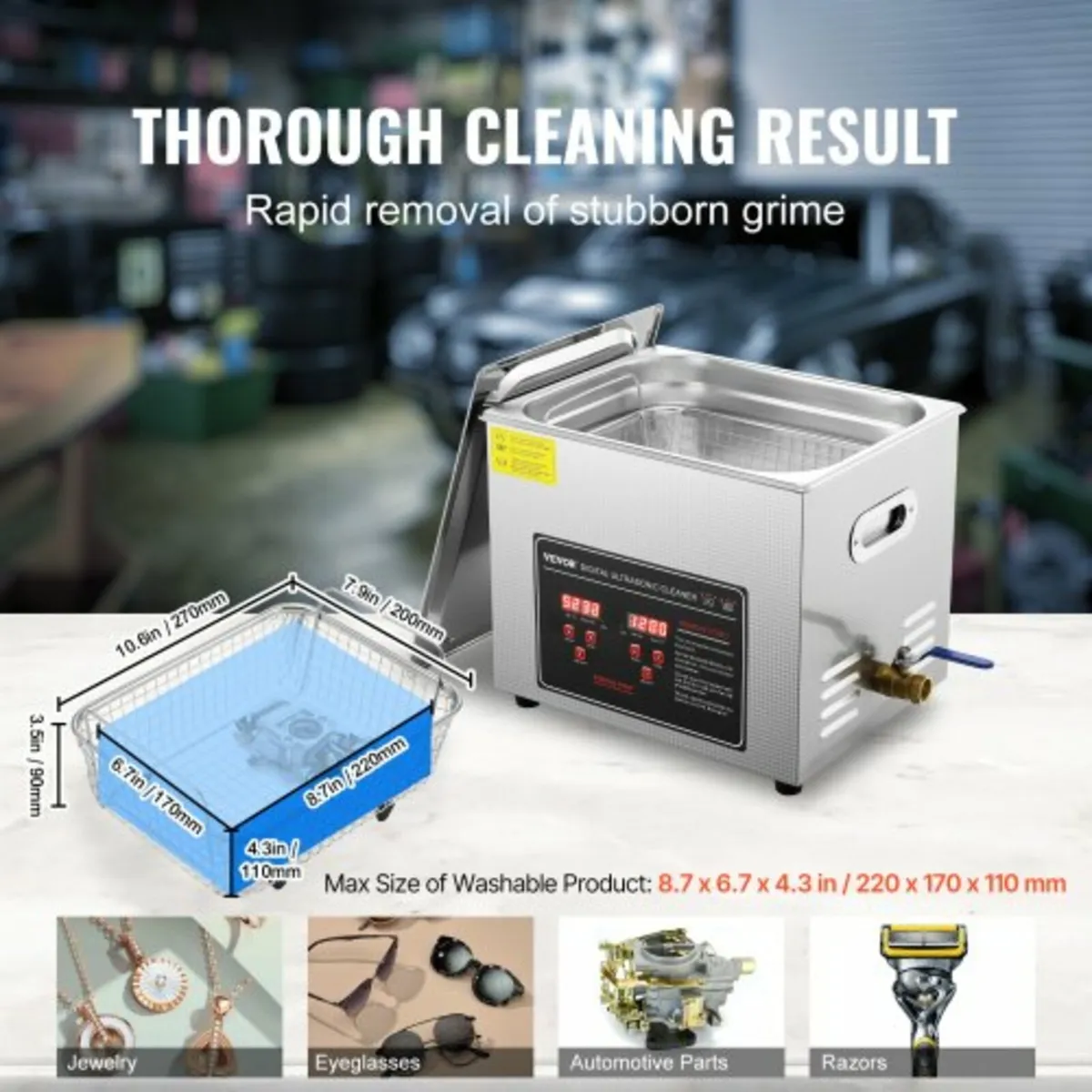 Ultrasonic Cleaner with Digital Timer & Heater, Pr - Image 3