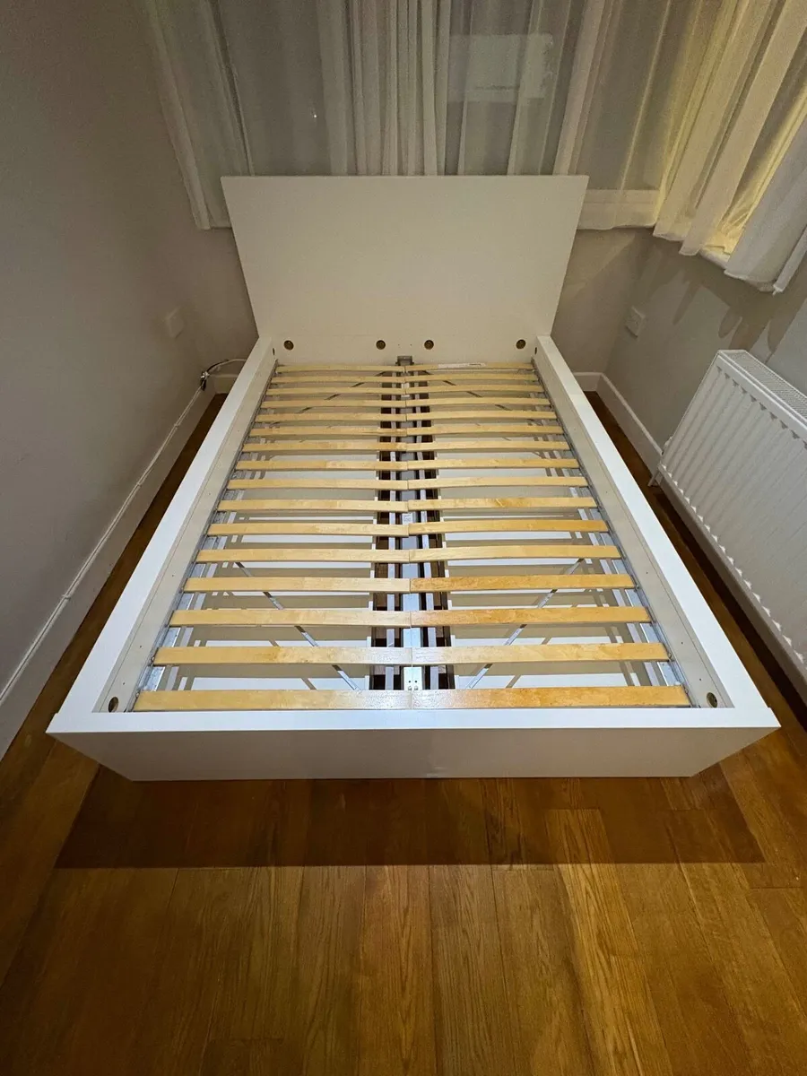 Ikea MALM standard double bed + 4 storage drawers - Image 1