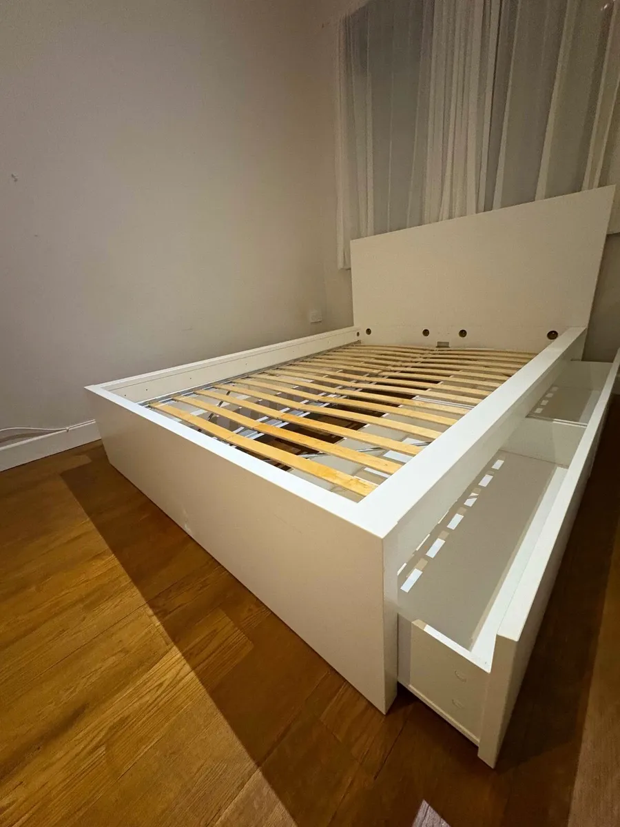 Ikea MALM standard double bed + 4 storage drawers - Image 4