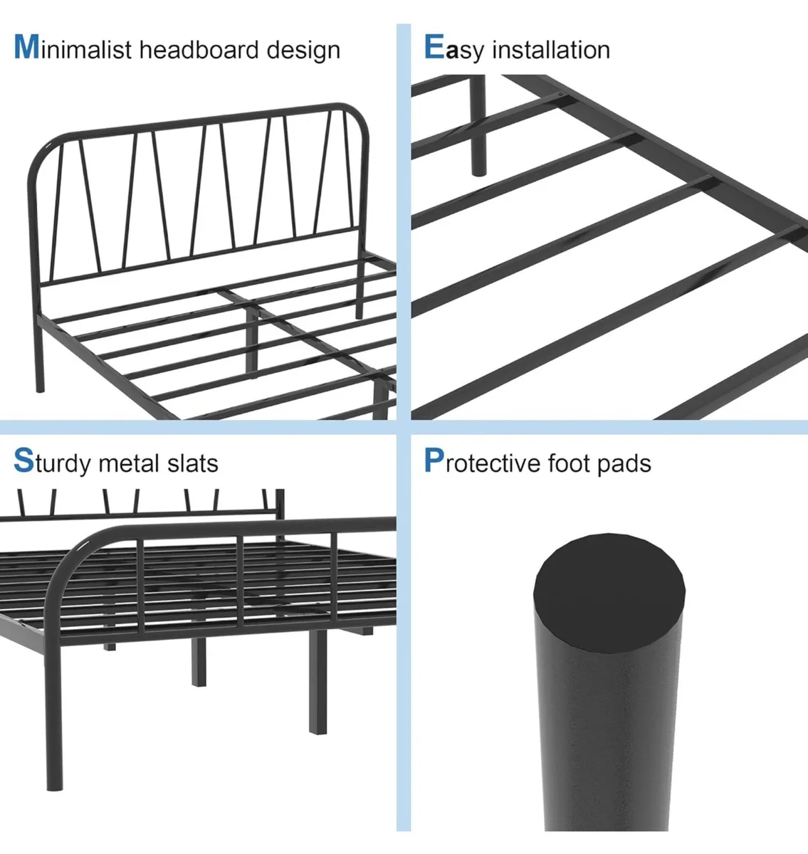 Single Bed Frame, Solid Metal Bed Frame - Image 2