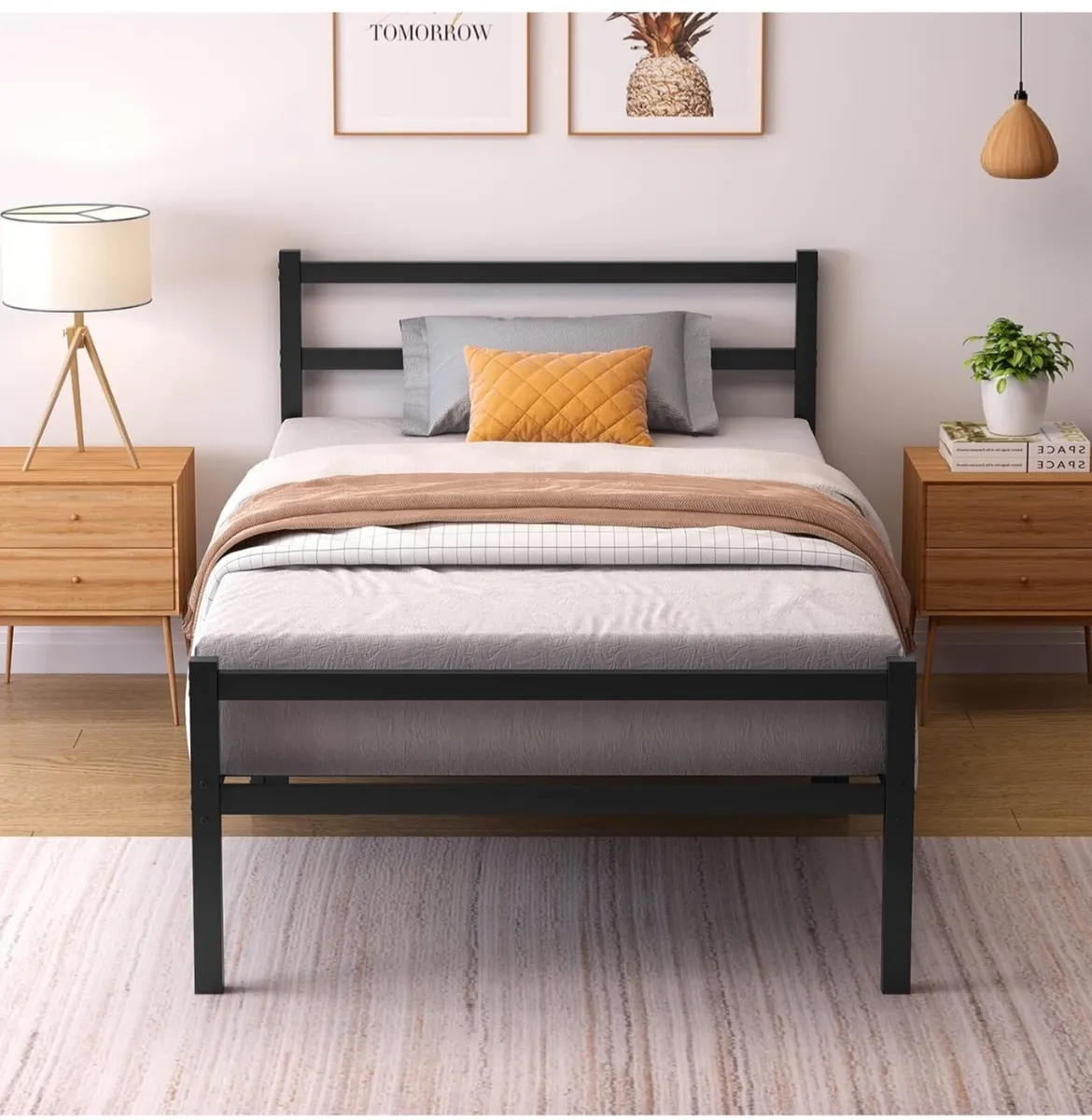 Single Bed Frames with Headboard 3ft Black Metal - Image 3