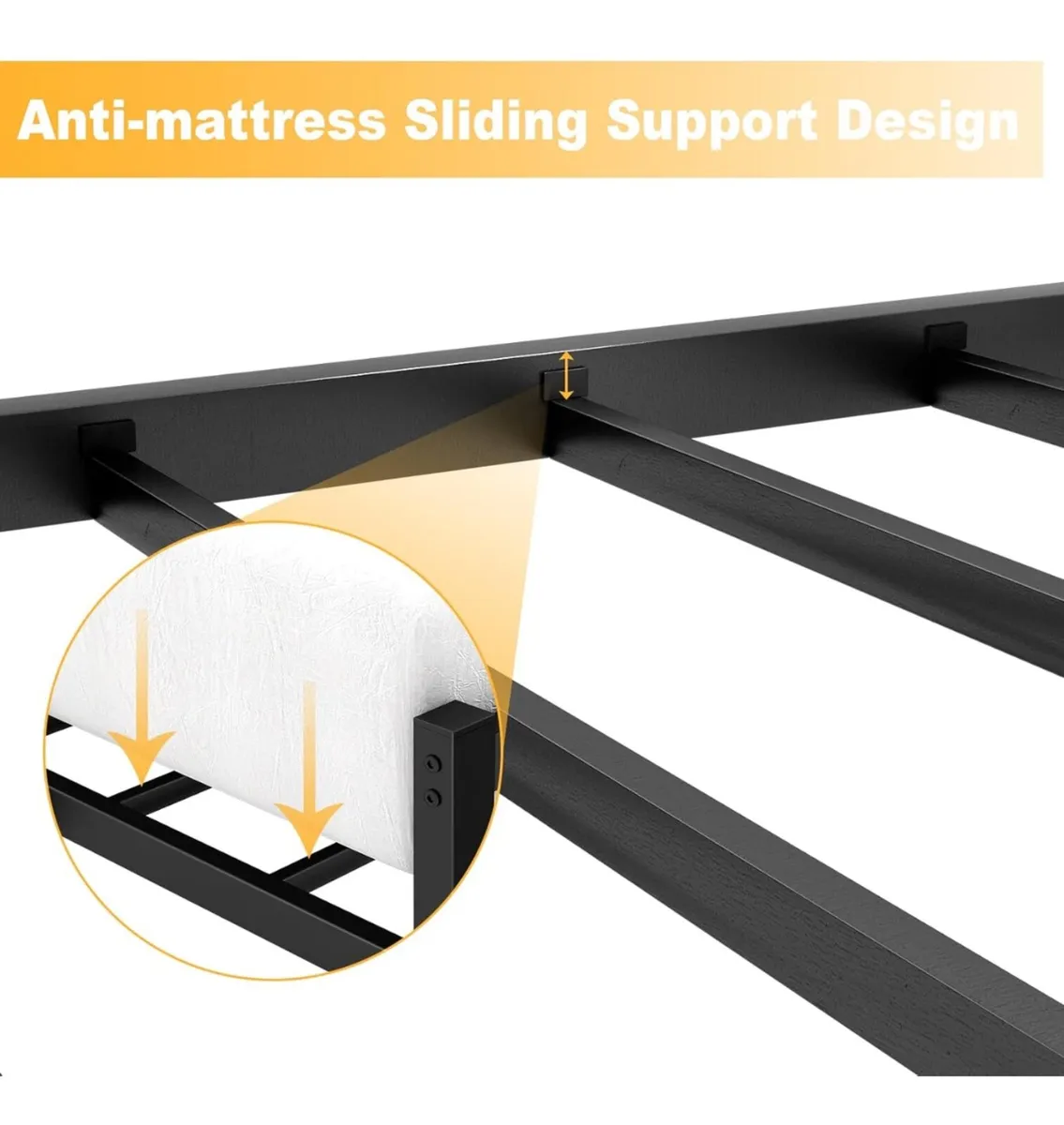 Single Bed Frames with Headboard 3ft Black Metal - Image 4