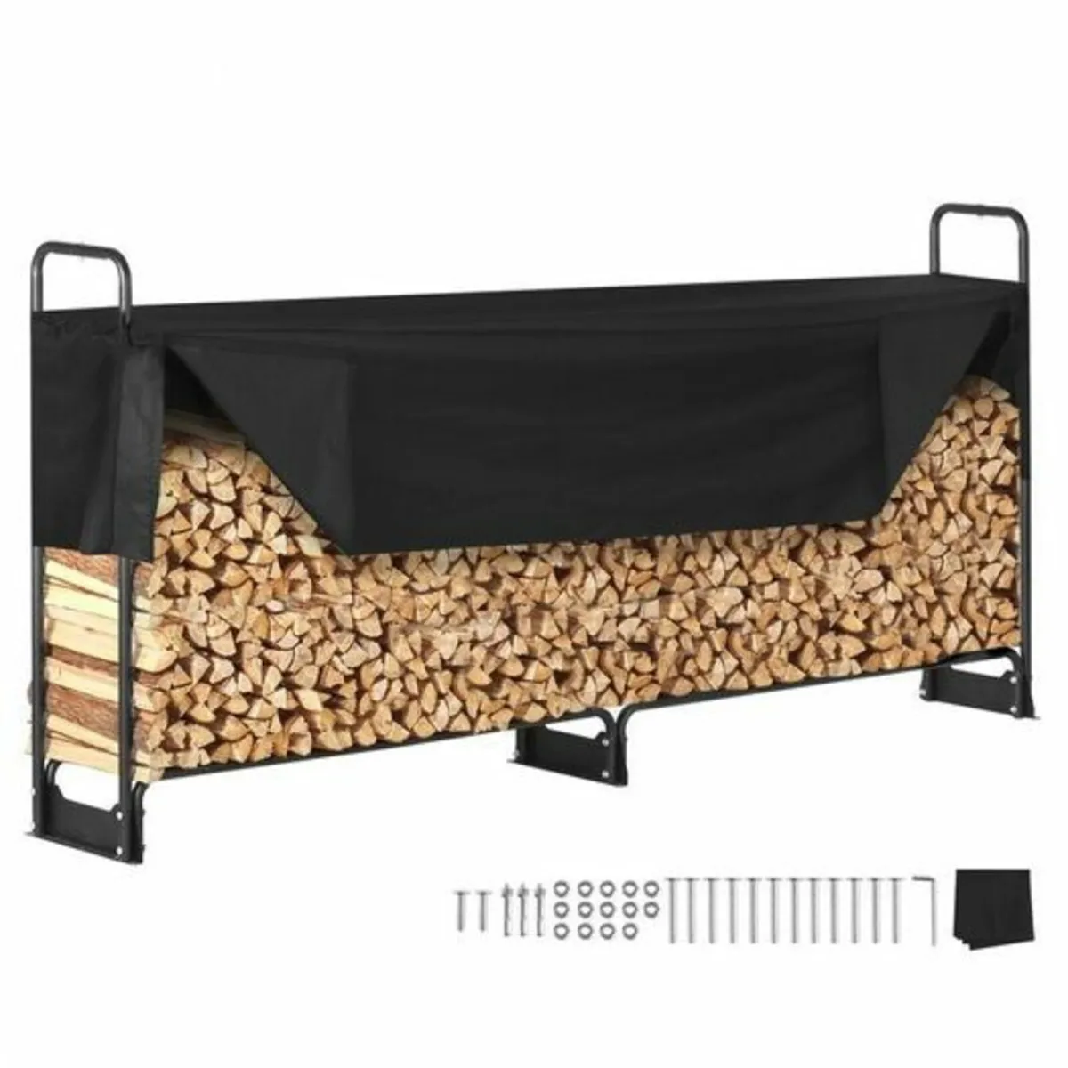 8.5FT Outdoor Firewood Rack with Cover, 102x14.2x4 - Image 1