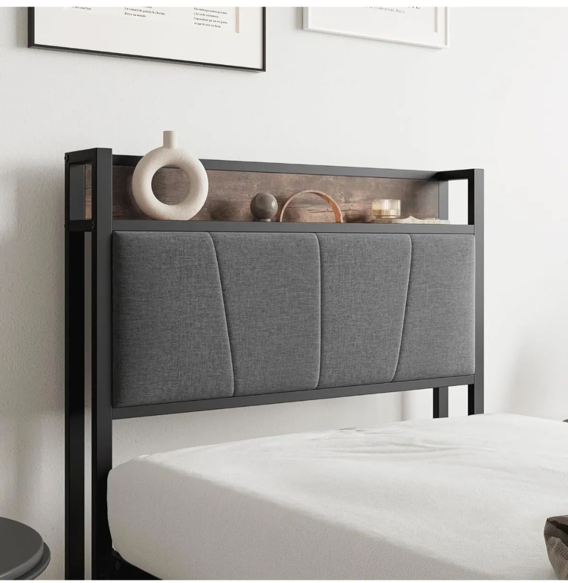 3ft Single Bed Frame with Storage Headboard - Image 3
