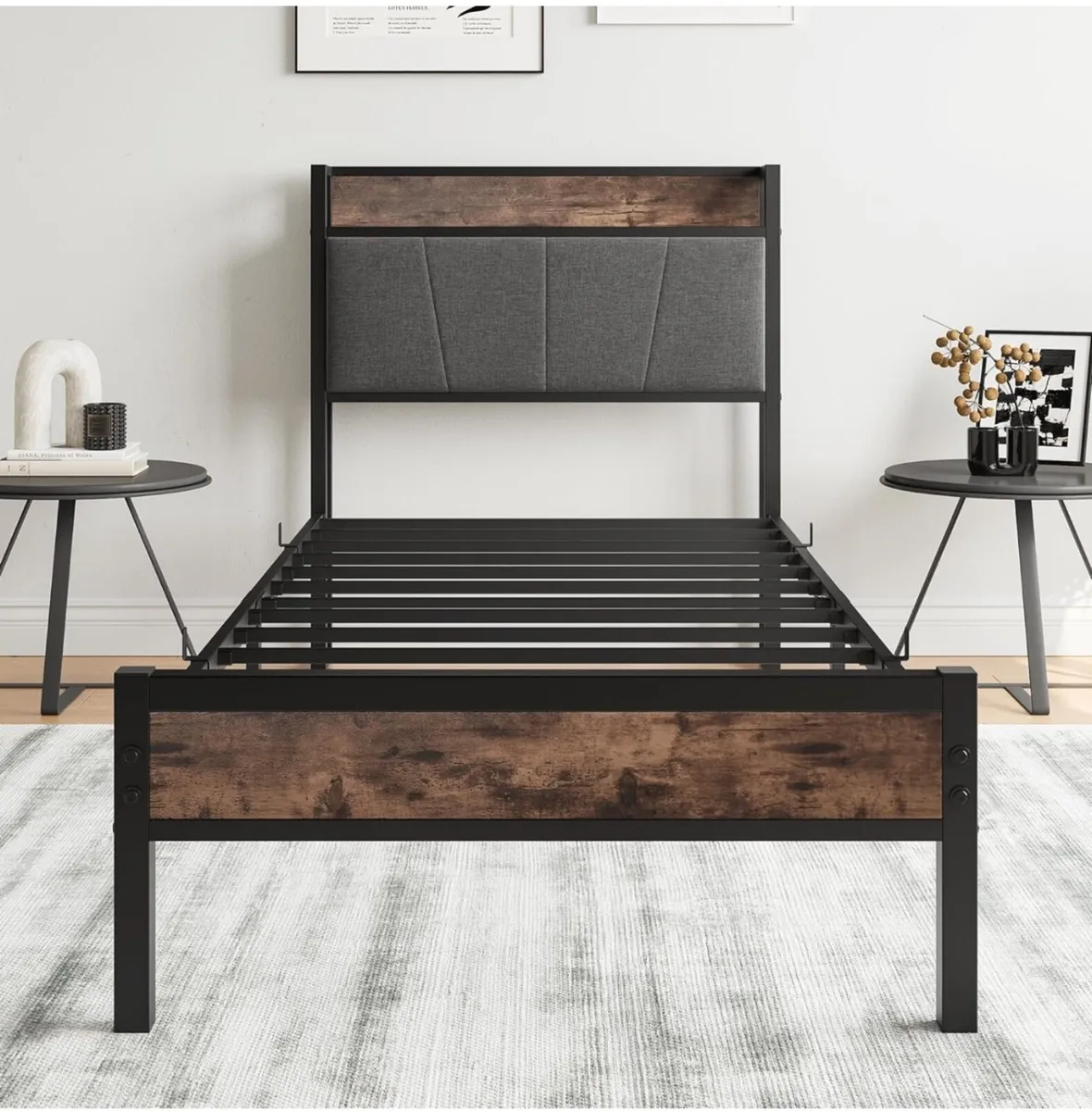 3ft Single Bed Frame with Storage Headboard - Image 4