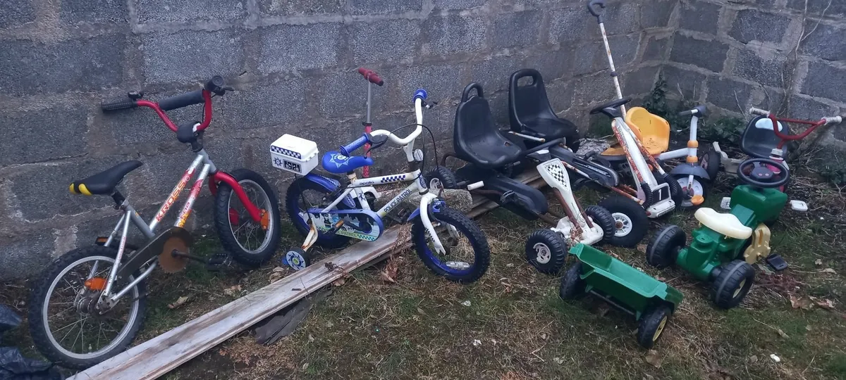 Bikes, go carts, garage clear out