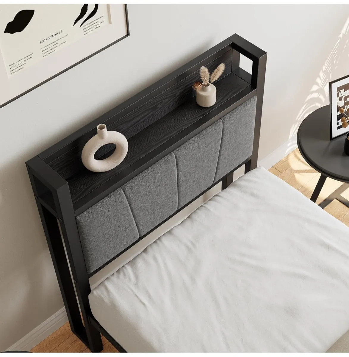 3ft Single Bed Frame with Storage Headboard - Image 4