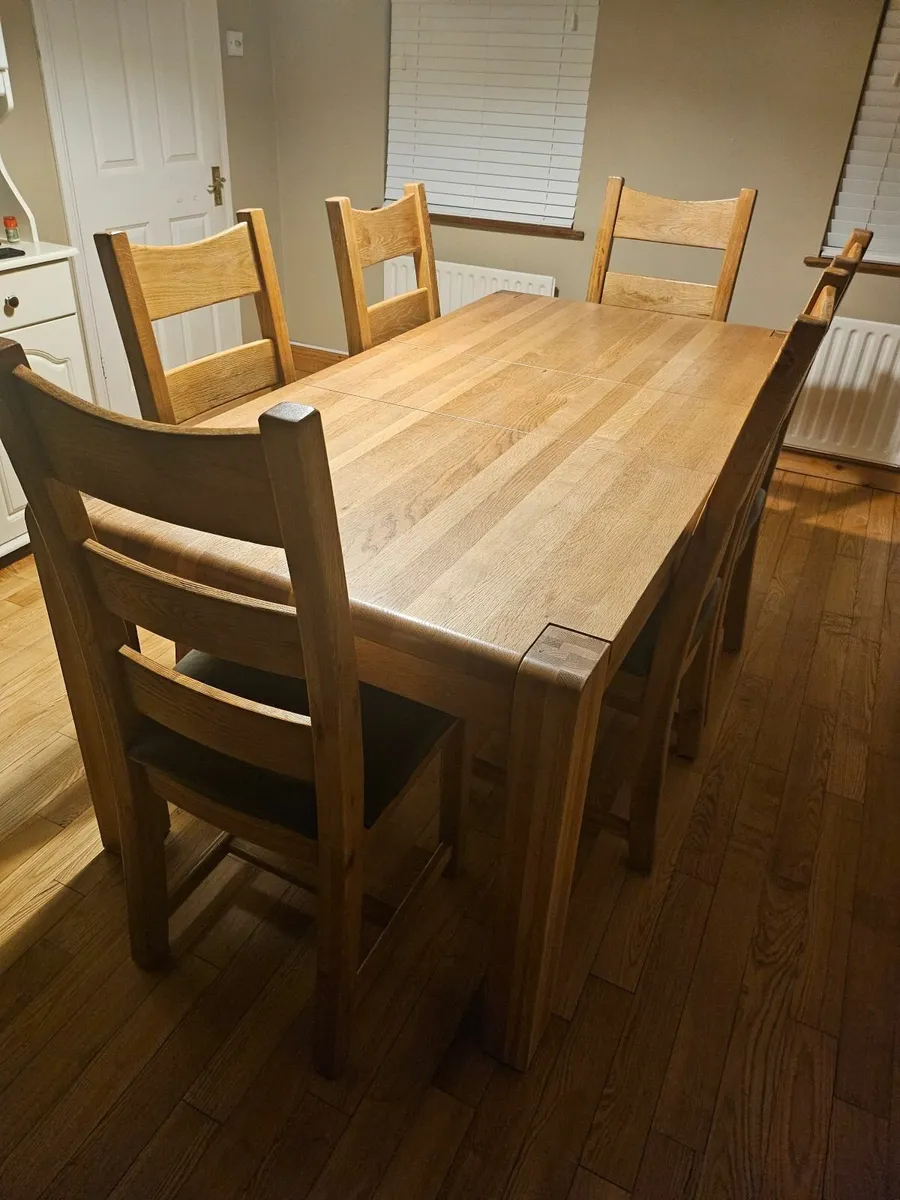 Kitchen tables and 6 leather chairs - Image 2