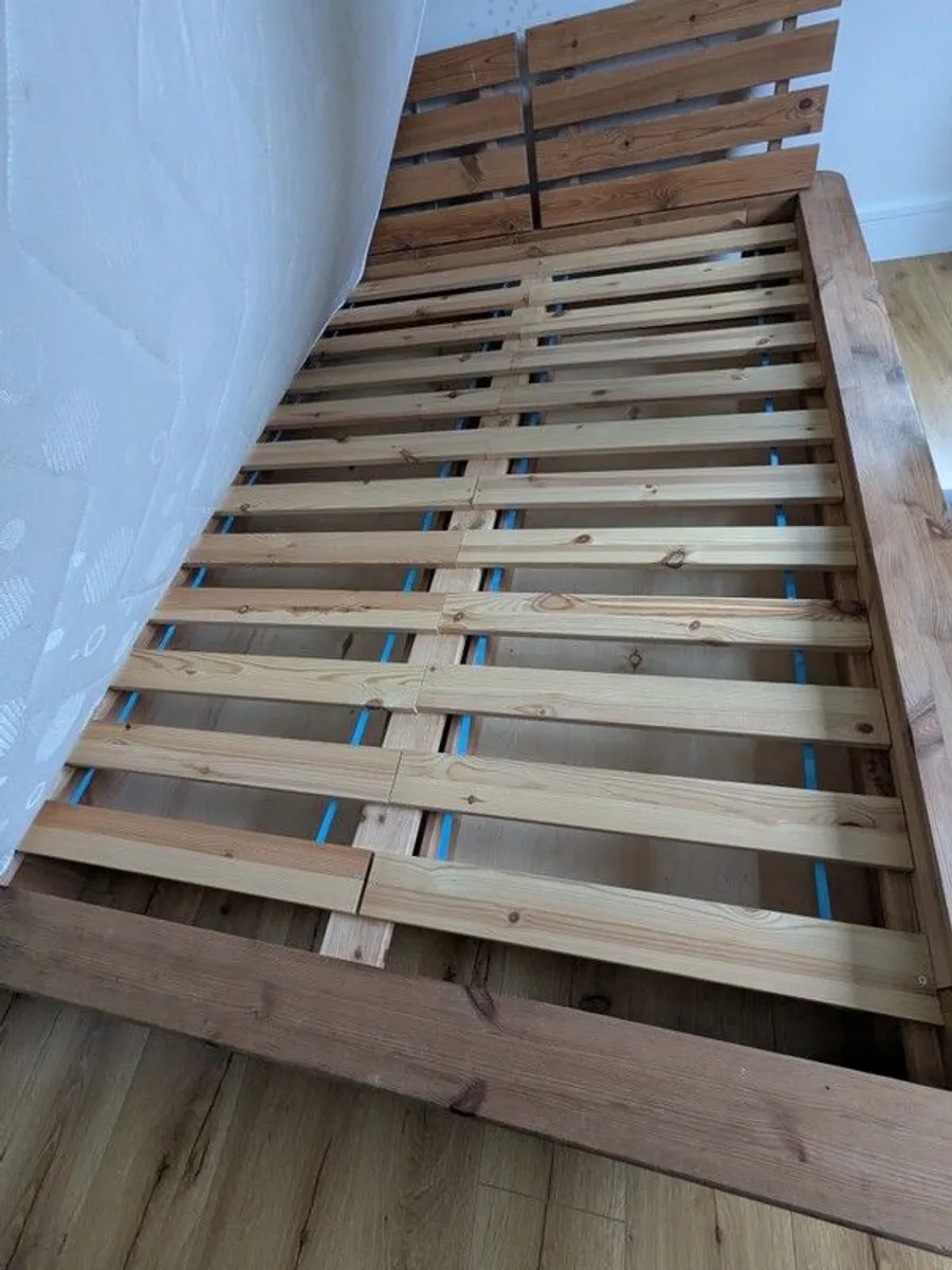 Wooden bed frame with almost new mattress - Image 2