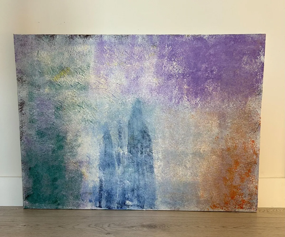 Large abstract textured painting - Image 1