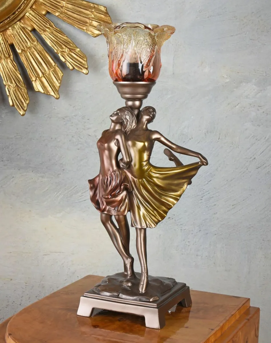 Dancer Table Lamp 1920s Glass Shade Table Lamp Vin - Image 4