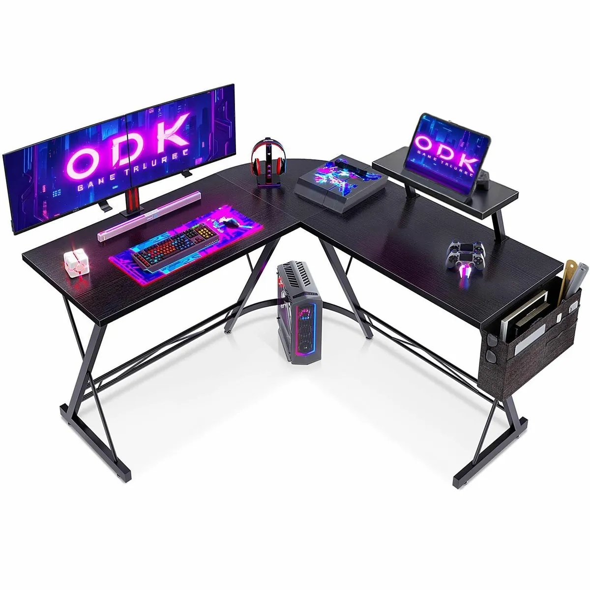 L Shaped Gaming Desk Monitor Stand 127x127x75 cm C - Image 1