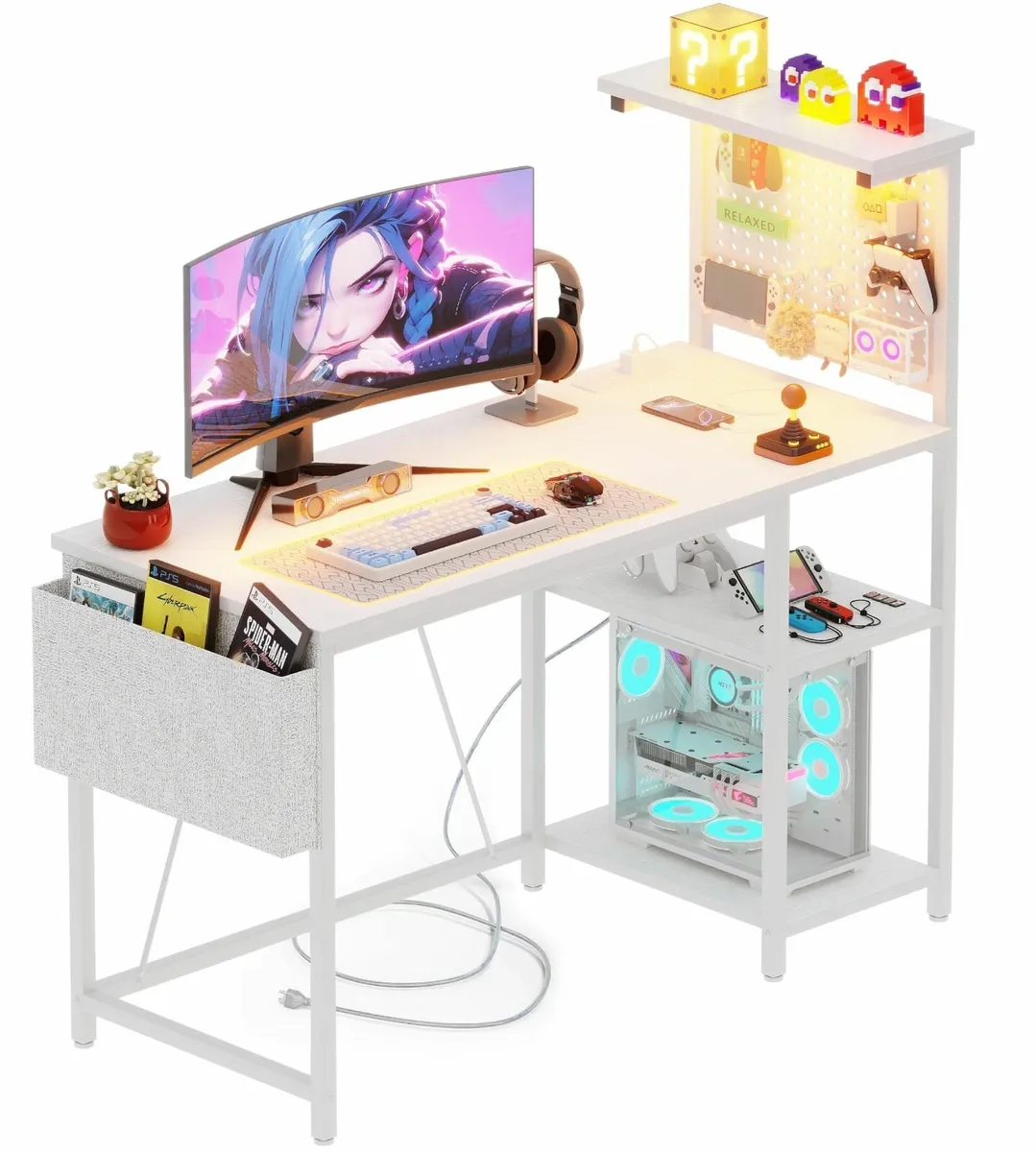 Gaming Desk 100 x 50 cm Pegboard & Power Outlet LE - Image 1