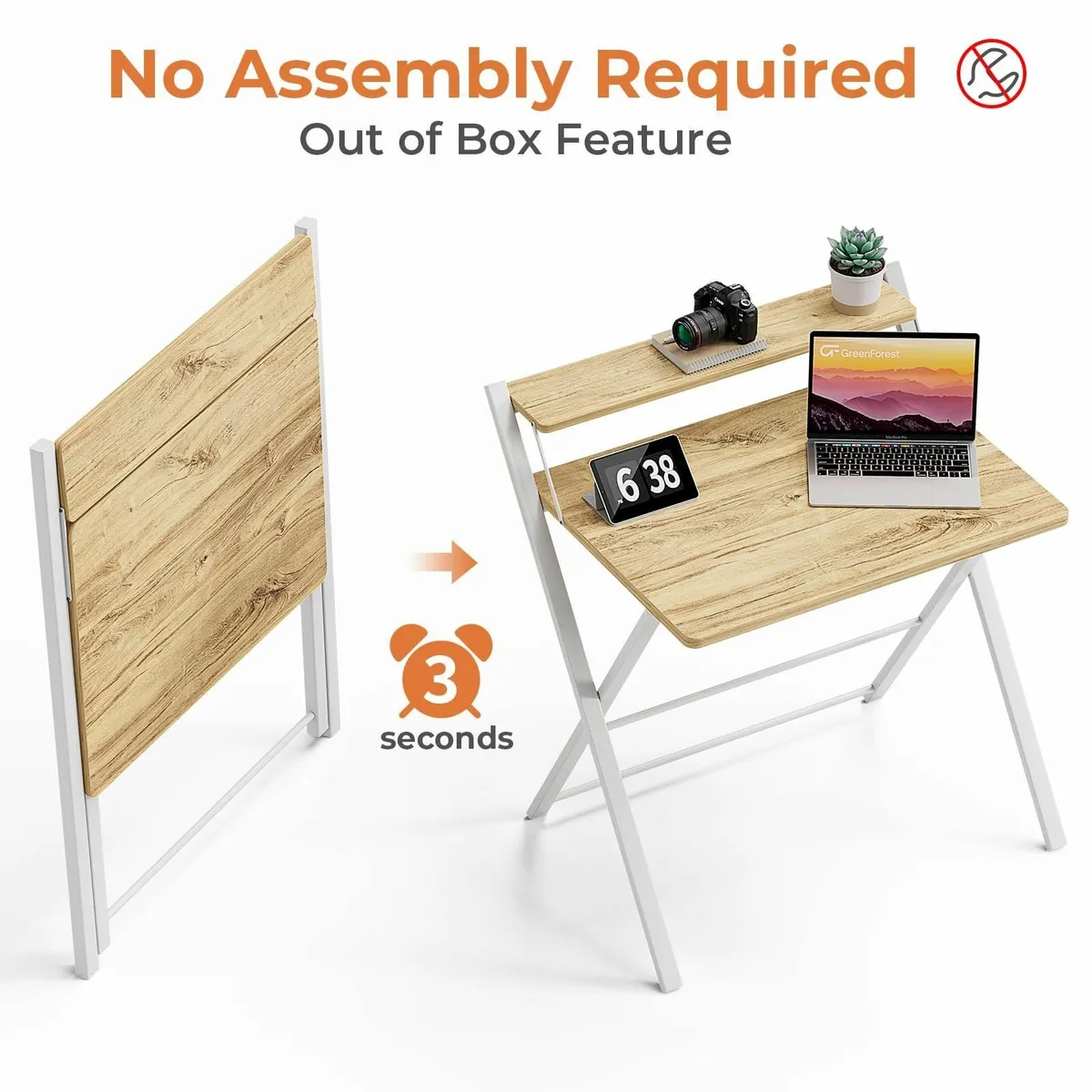 Folding Desk No Assembly RequiredComputer Monitor - Image 4
