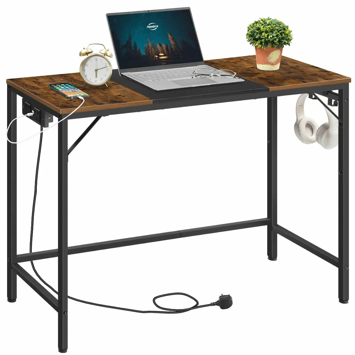 Computer Desk Power Outlet Office 3 Hooks Gaming 1 - Image 1