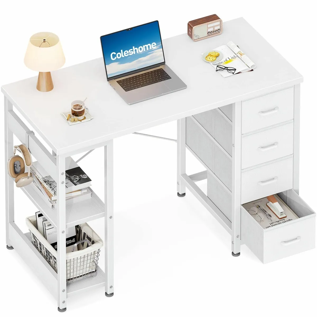 Small Computer Desk Drawers 100x40cm Office Storag - Image 1