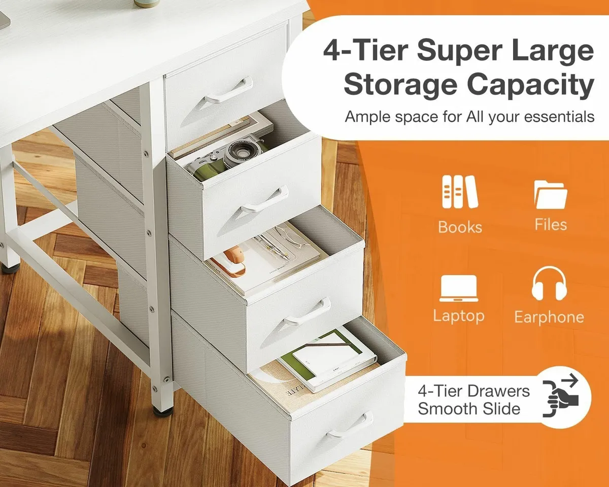 Small Computer Desk Drawers 100x40cm Office Storag - Image 4