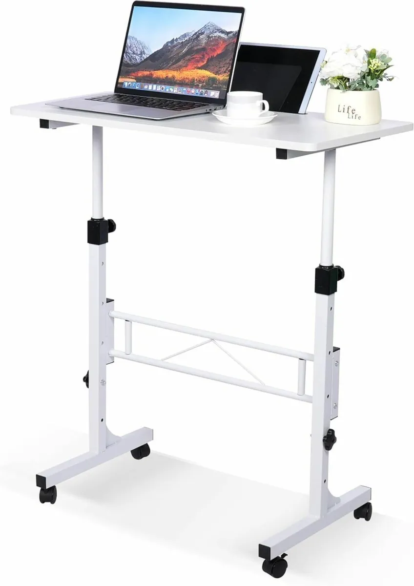 Standing Desk Adjustable Height Mobile Stand Up Wh - Image 1