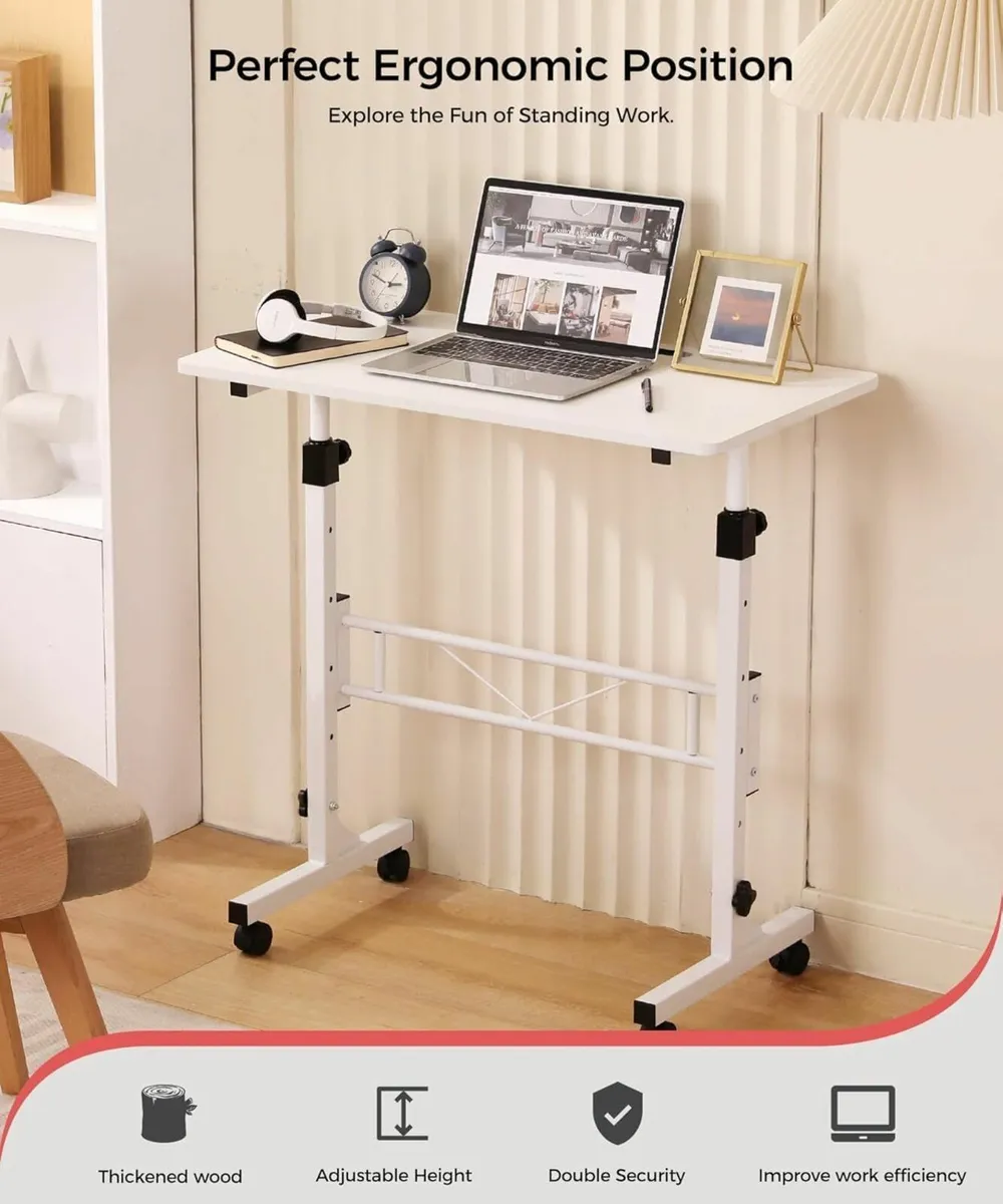 Standing Desk Adjustable Height Mobile Stand Up Wh - Image 2