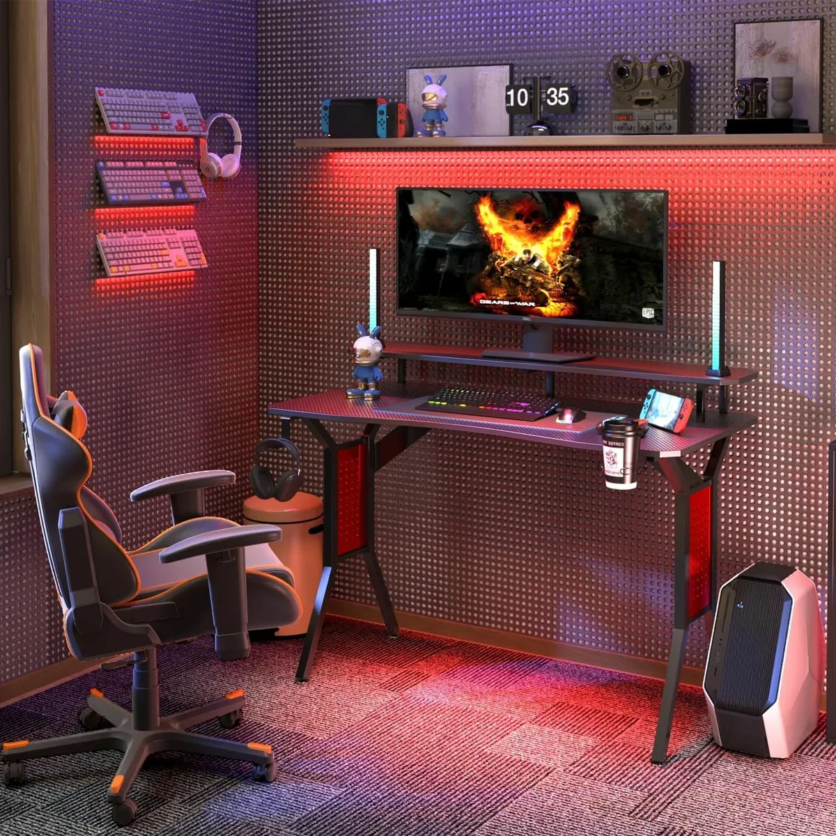 Gaming Desk Computer Large Monitor Stand Solid Met - Image 2