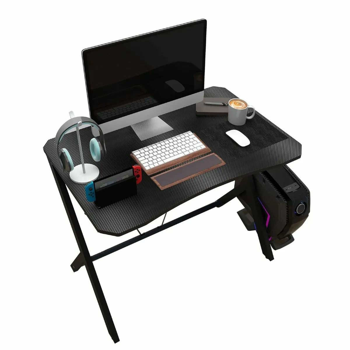 90 CM Width Gaming Desk Carbon Fiber Surface Gamer - Image 4