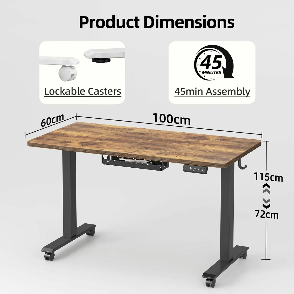 Height Adjustable Electric Standing Desk - 100x60 - Image 4