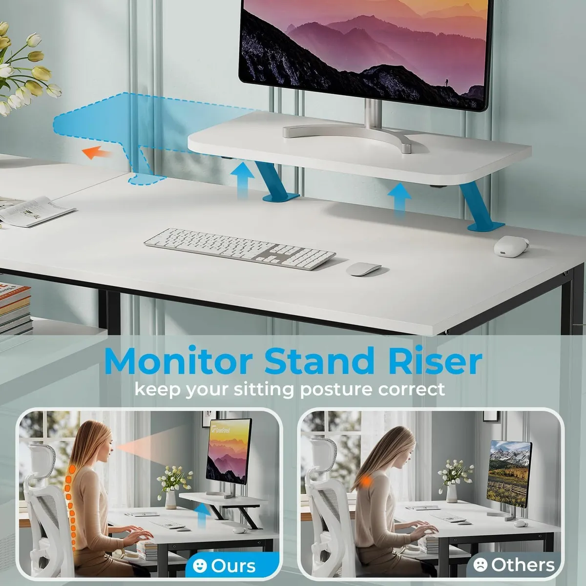 Computer Desk Monitor Stand100cm Home Office Rever - Image 4