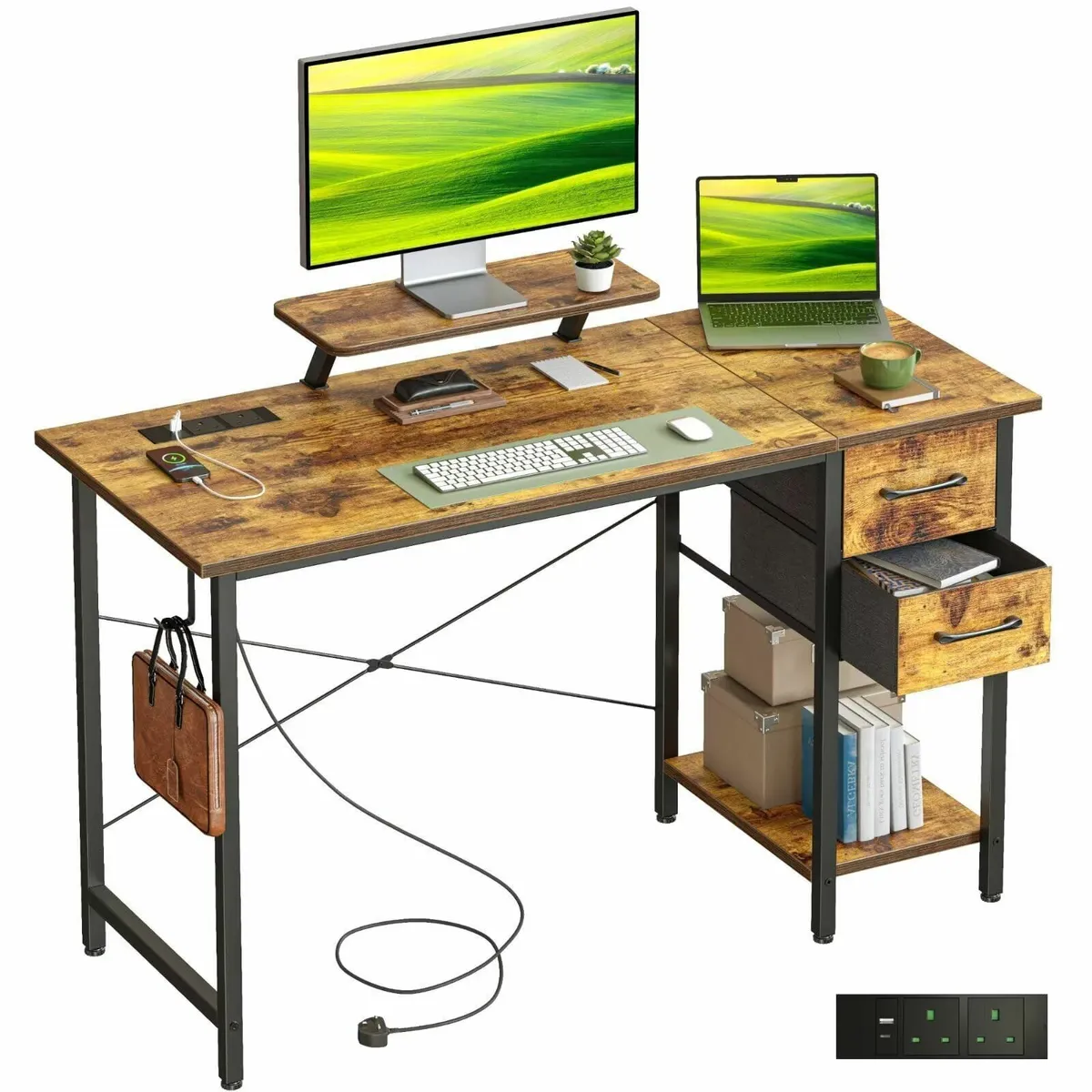 Computer Desk Drawers & Power Outlets 100*50cm Hom - Image 1